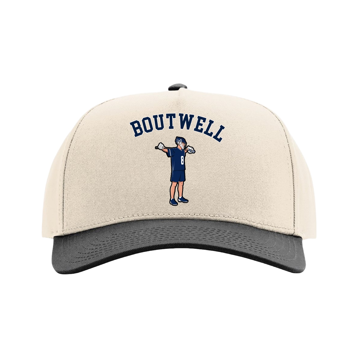 Full Fabric Five-Panel Champ Cap — Shirsey Arch in Cream/Black