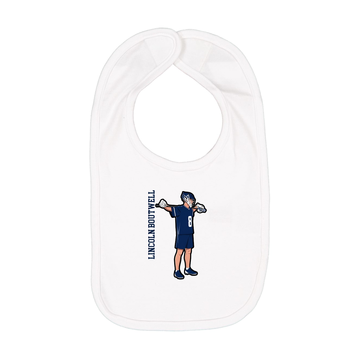 Infant Bib — Name Vertical in White