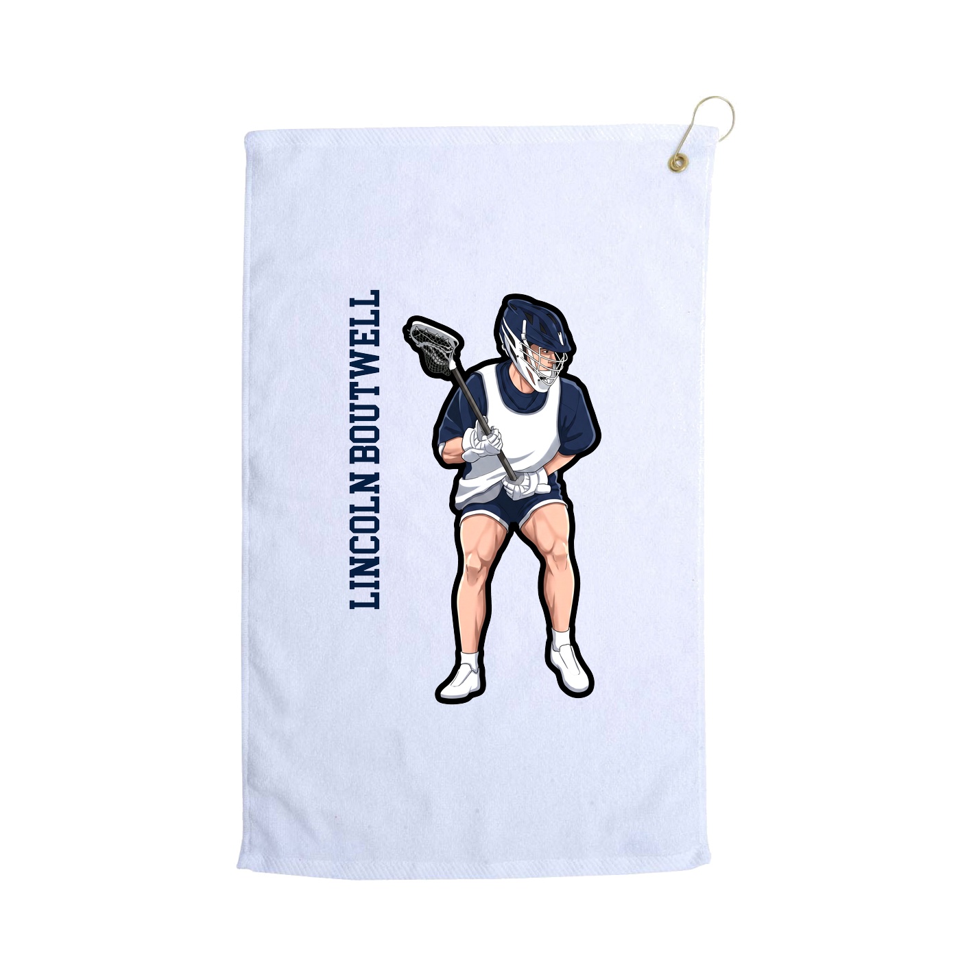 Golf Towel — Name Vertical in White
