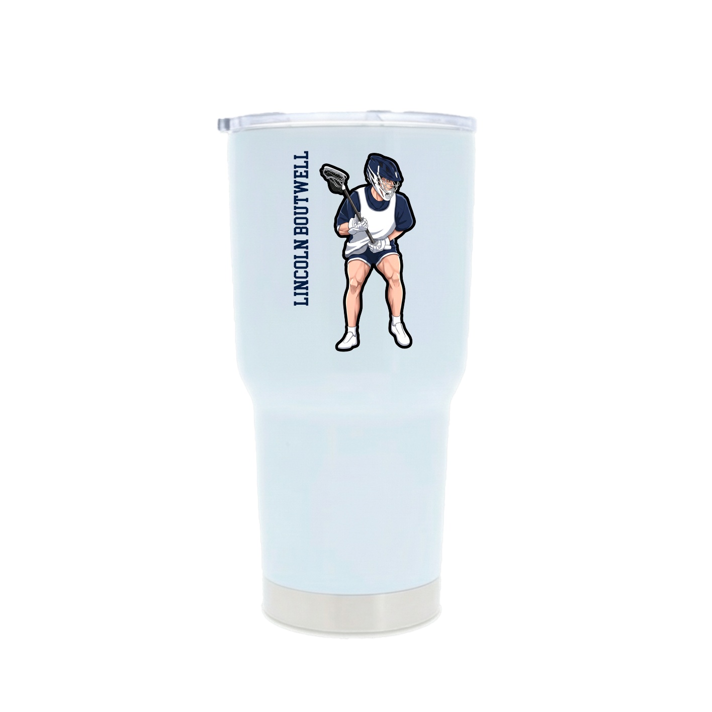 30oz Stainless Steel Tumbler — Name Vertical in White