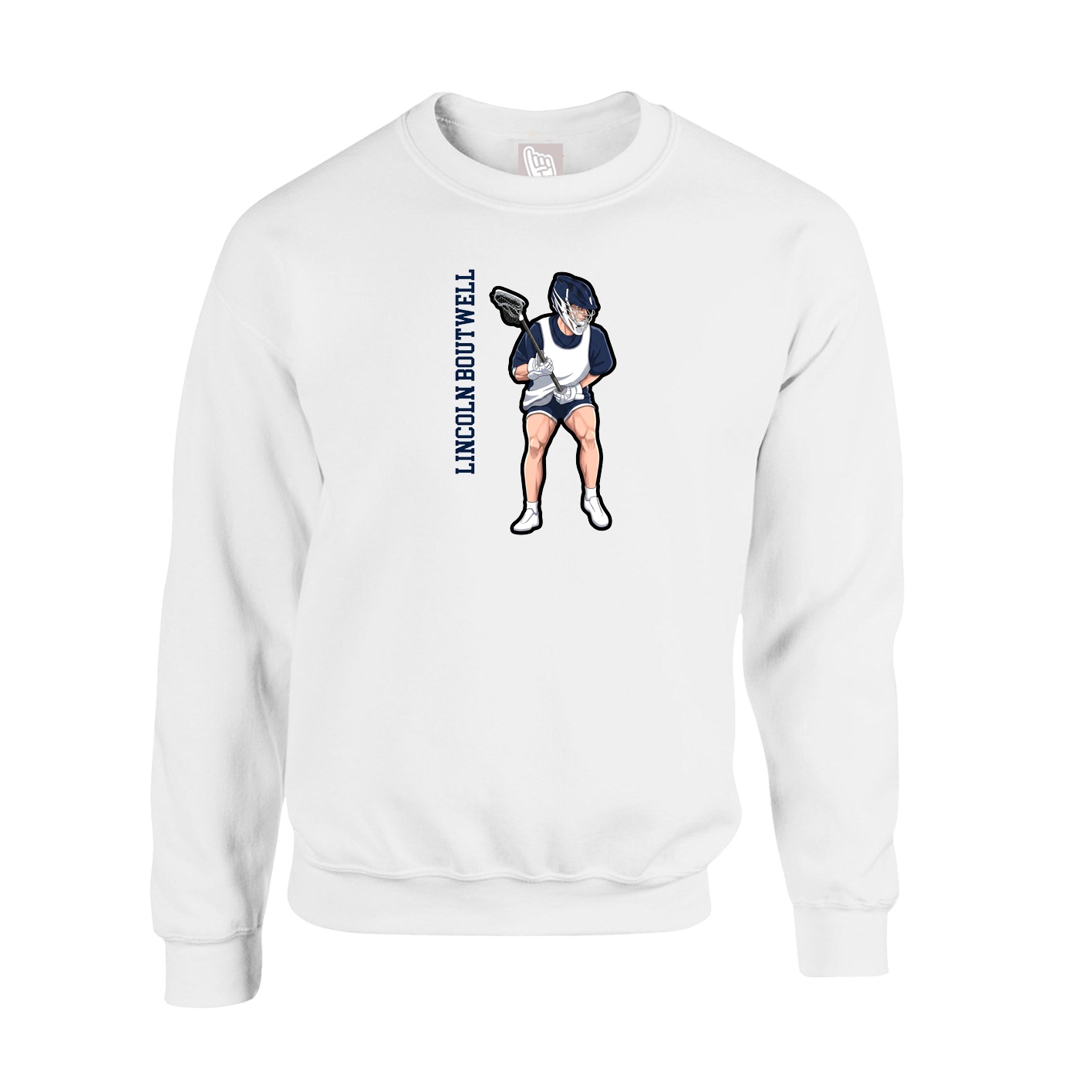 Fleece Crew — Name Vertical in White