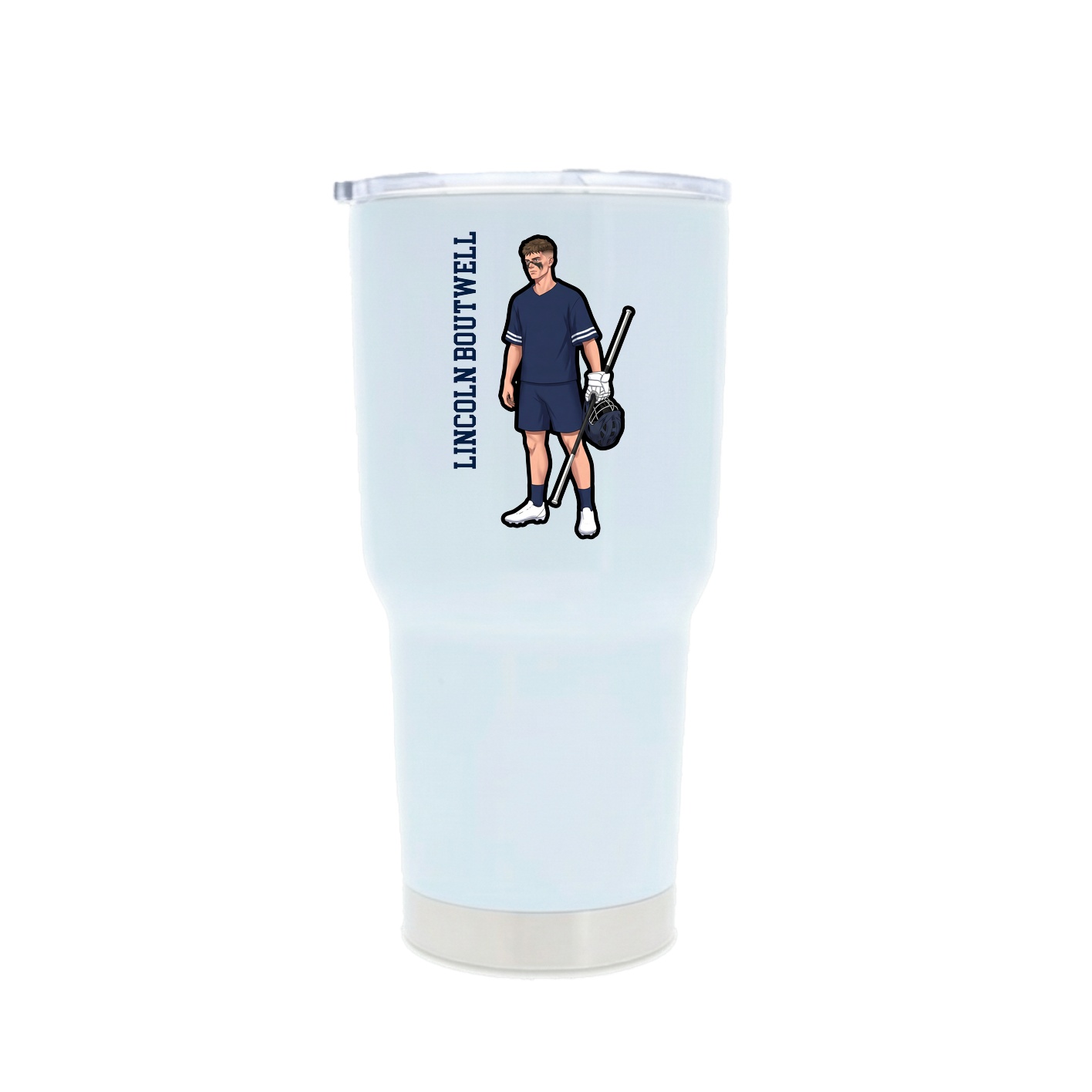 30oz Stainless Steel Tumbler — Name Vertical in White