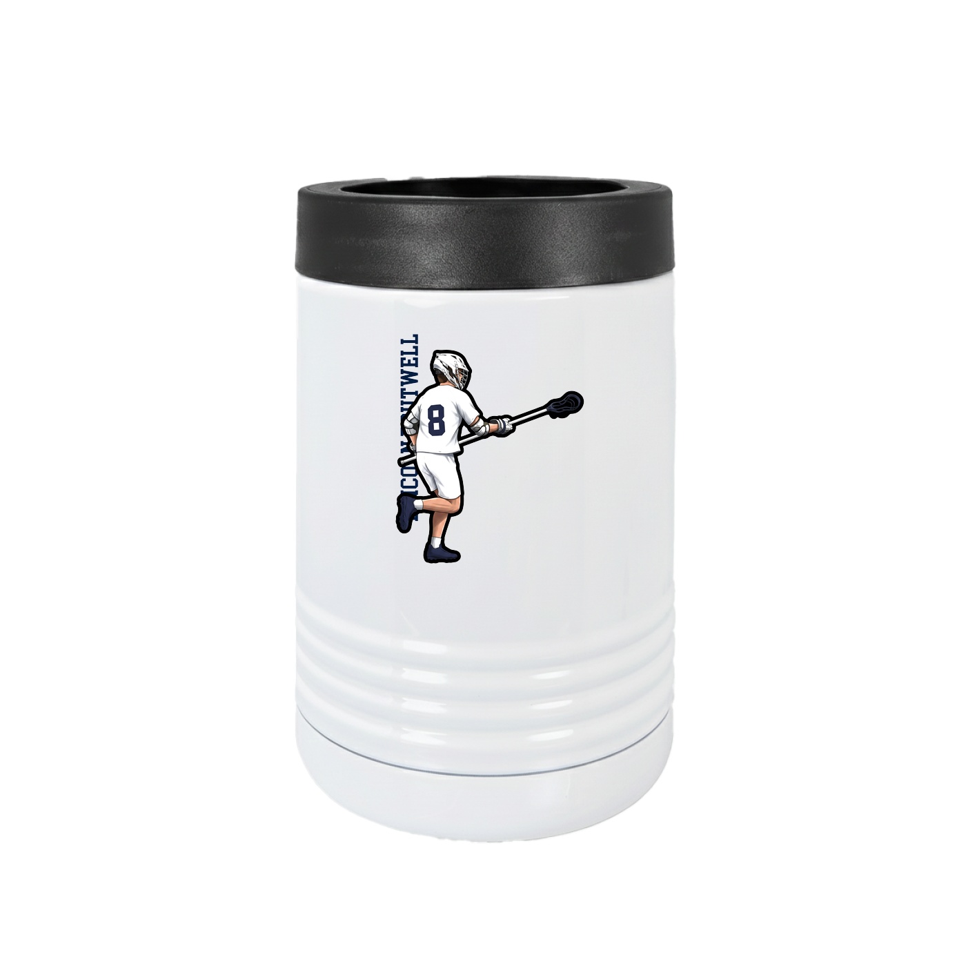 Beverage Holder — Name Vertical in White