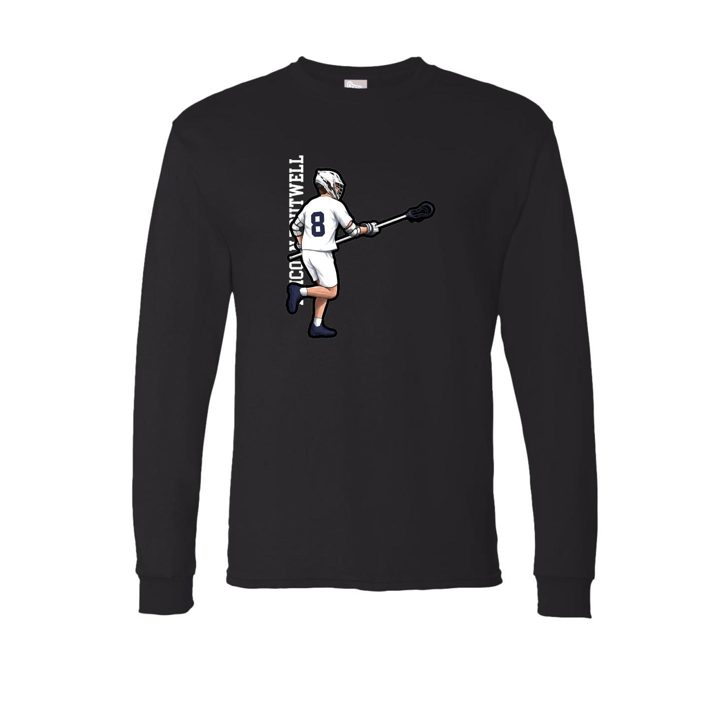 Long Sleeve Tee — Name Vertical in Black