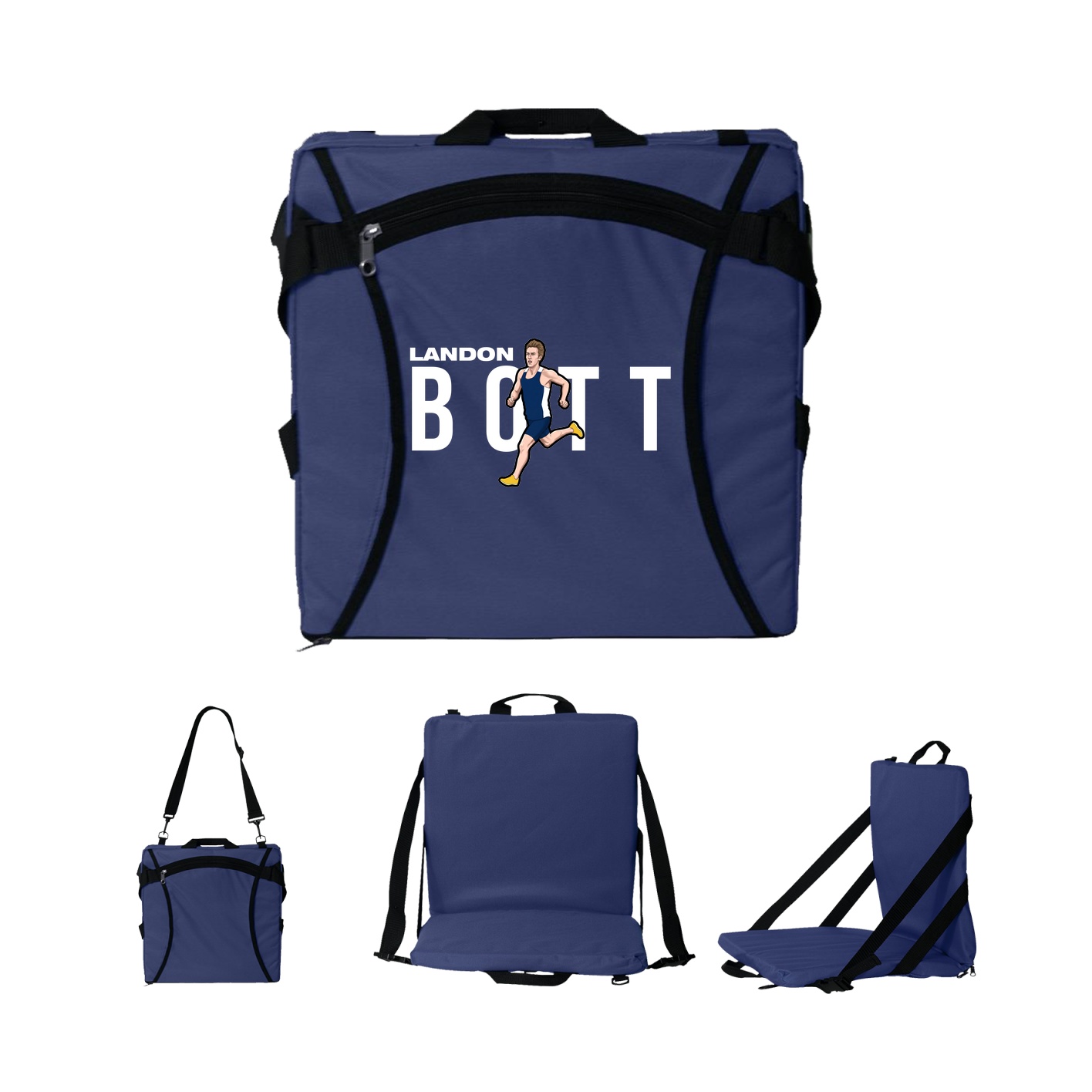 Folding Stadium Seat — Player Name in Navy
