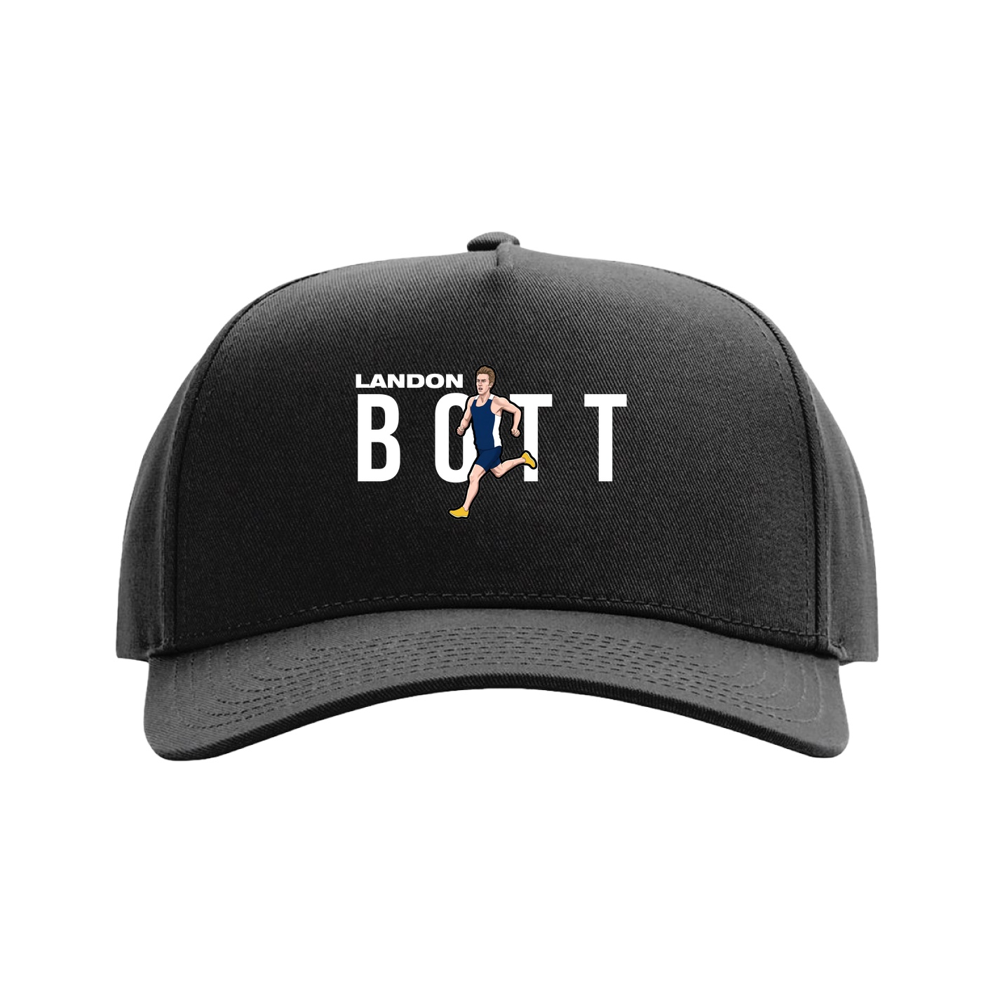 Full Fabric Five-Panel Champ Cap — Player Name in Black
