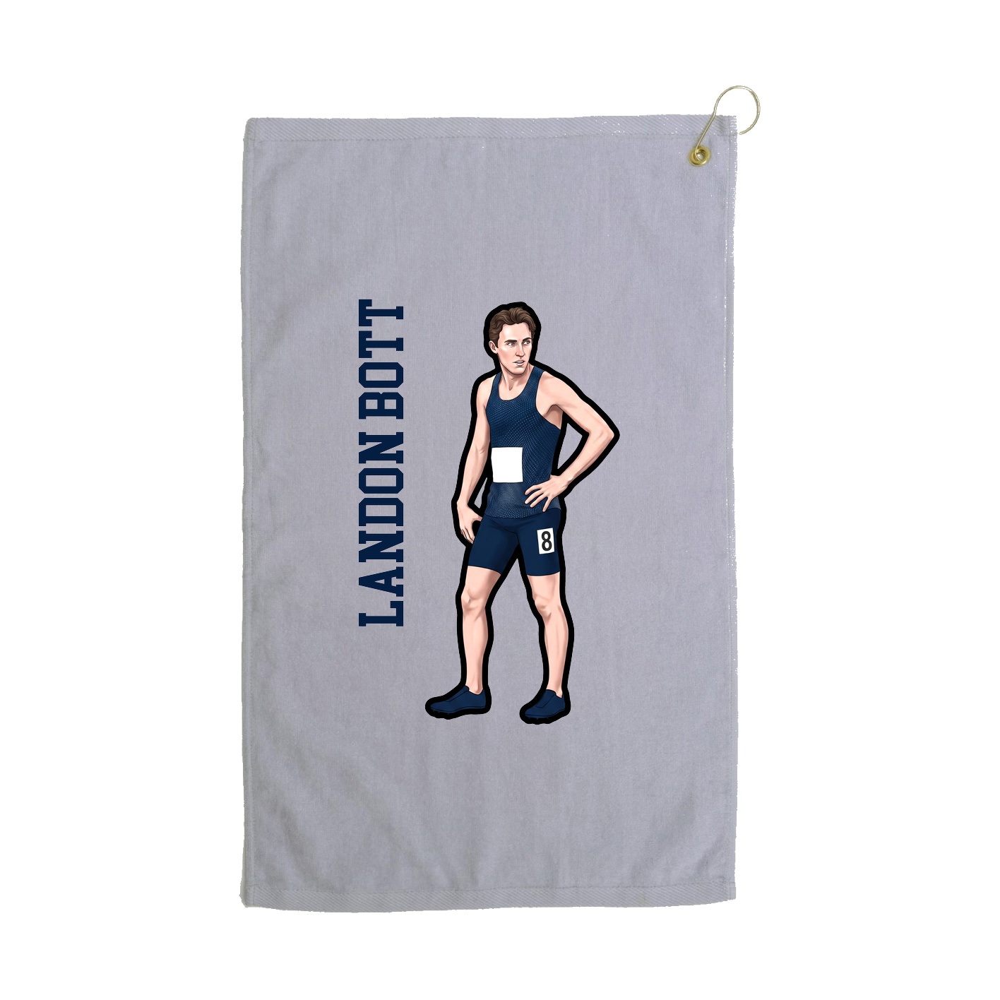 Golf Towel — Name Vertical in Grey