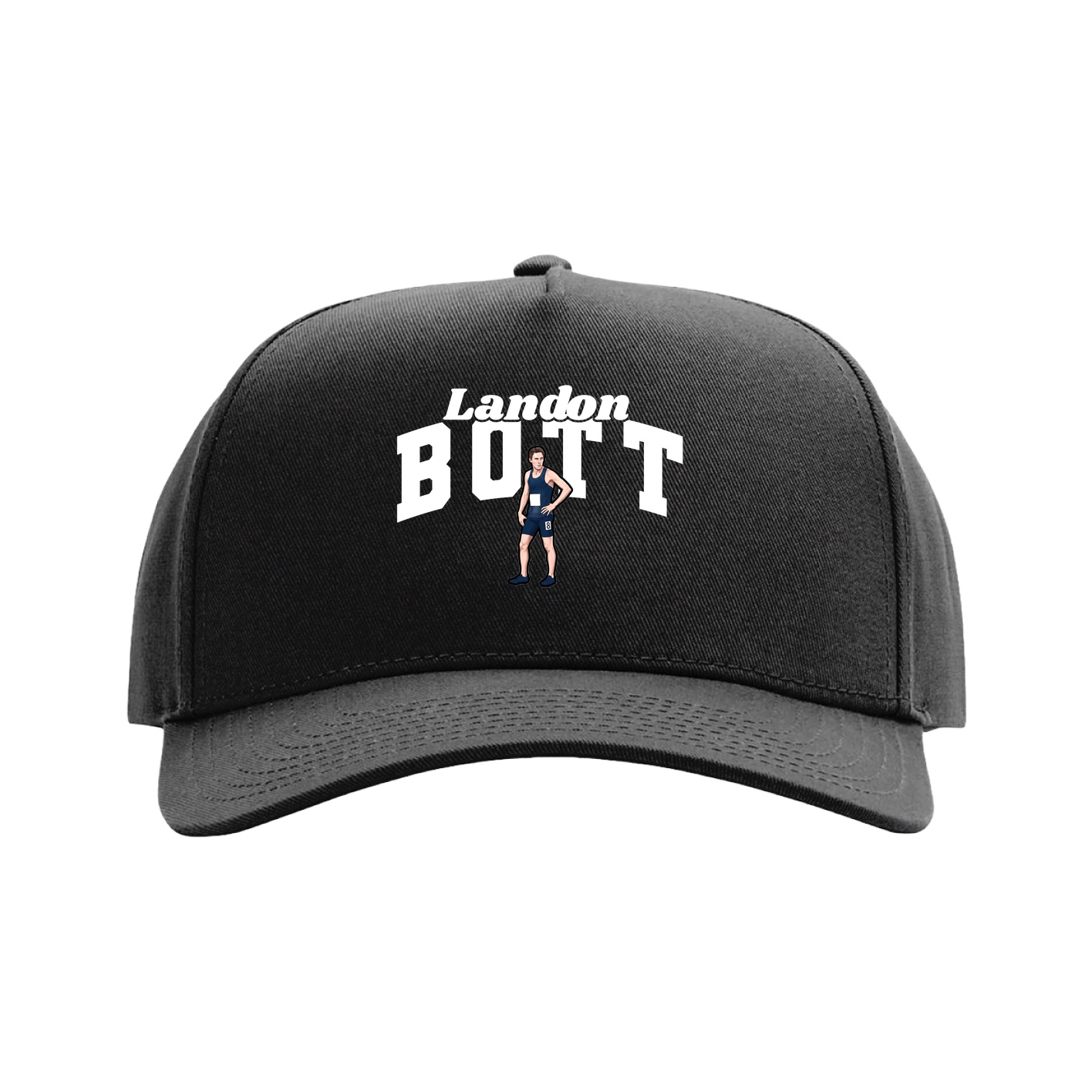 Full Fabric Five-Panel Champ Cap — Signature Arch in Black