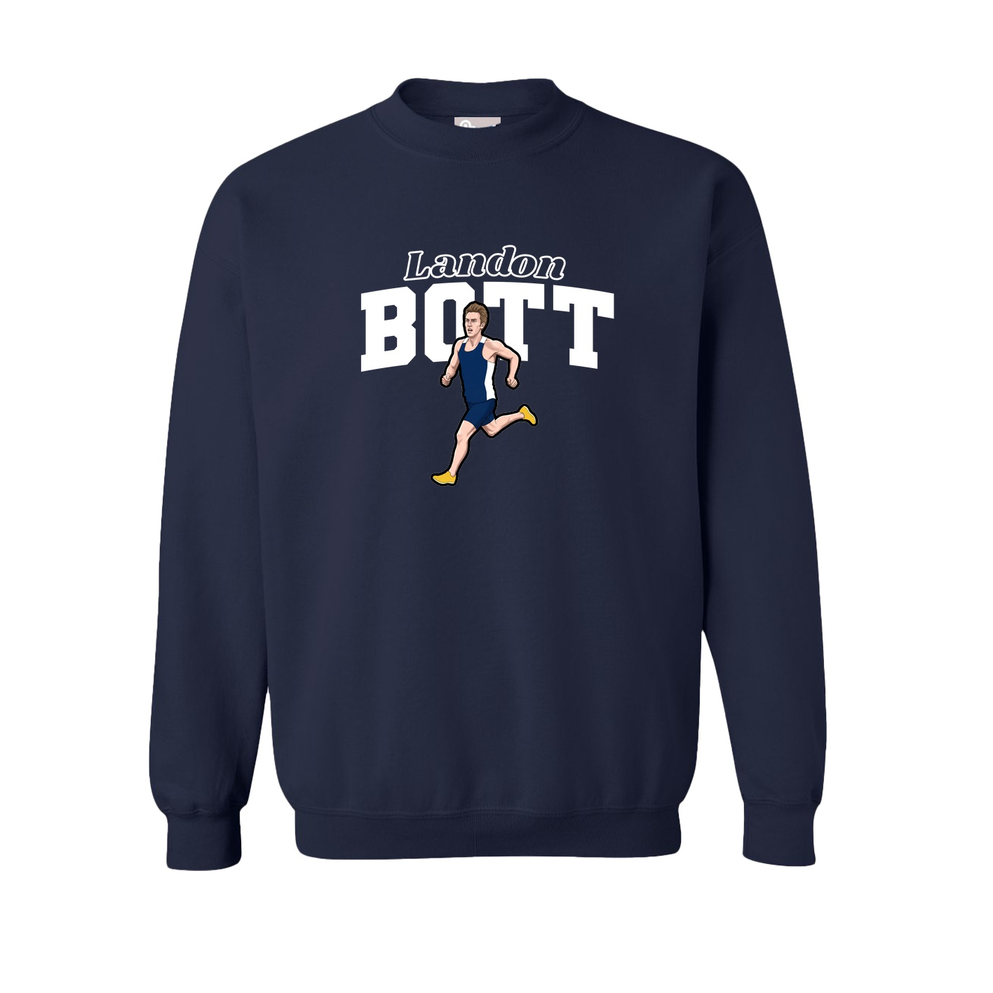 Fleece Crew — Name Arch in Navy
