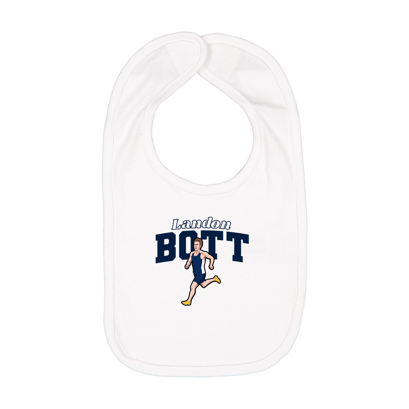 Infant Bib — Name Arch in White