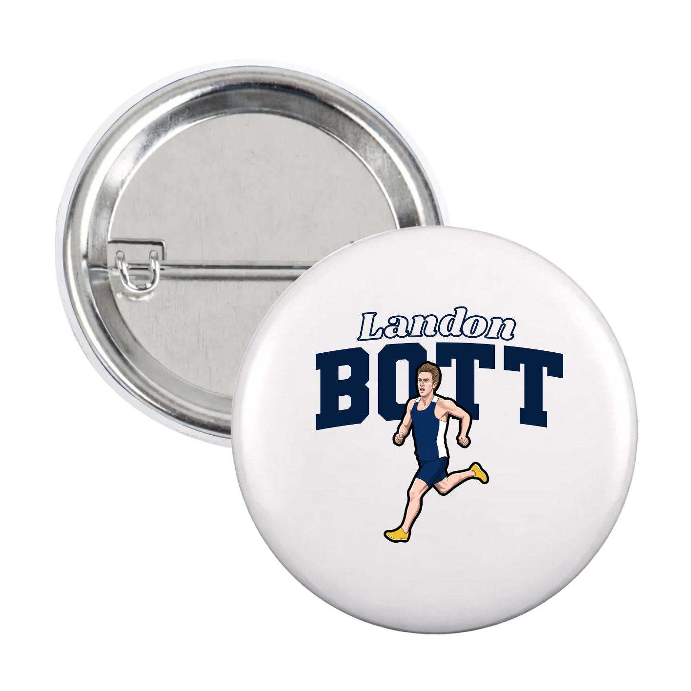 Game Day Button — Name Arch in White