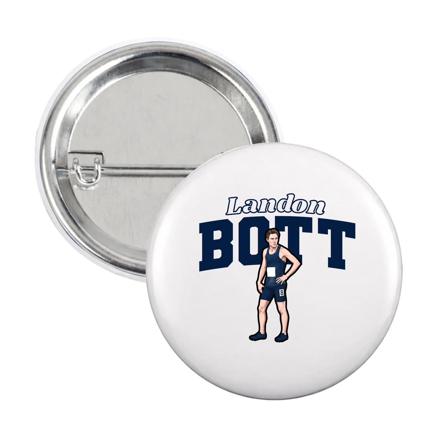 Game Day Button — Name Arch in White
