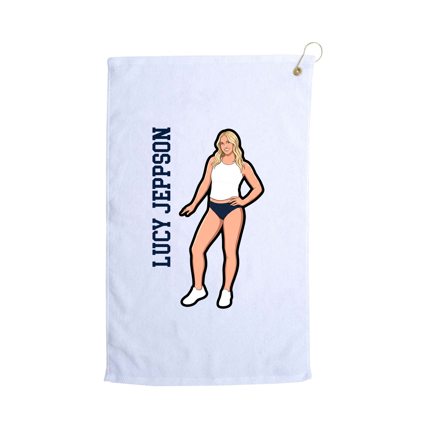 Golf Towel — Name Vertical in White