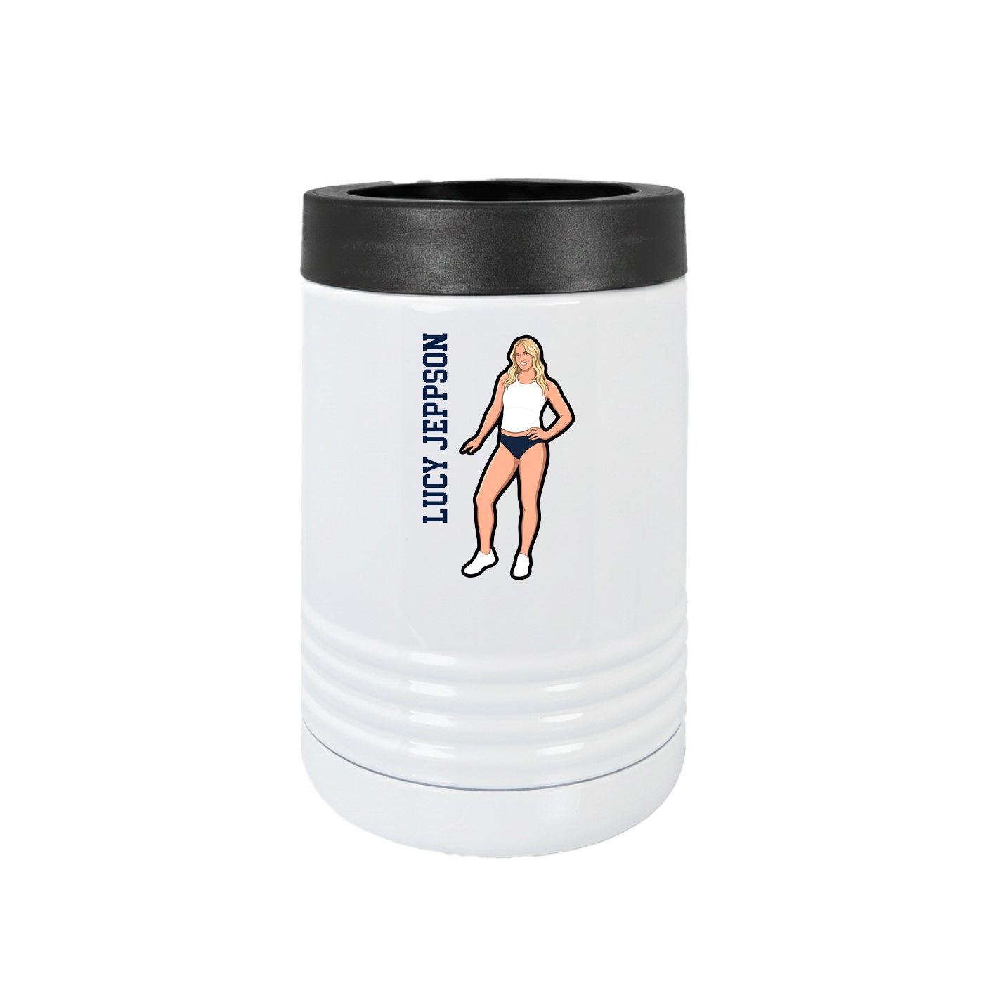 Beverage Holder — Name Vertical in White