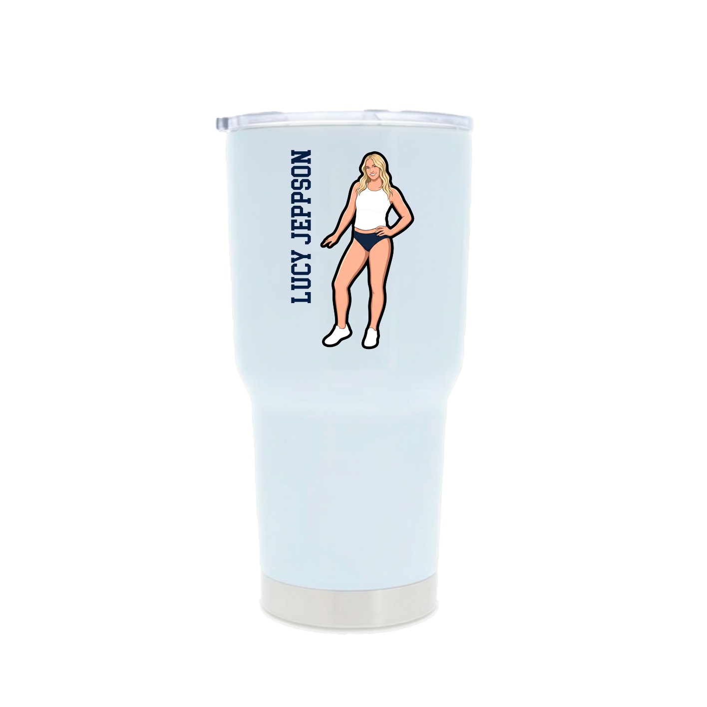 30oz Stainless Steel Tumbler — Name Vertical in White