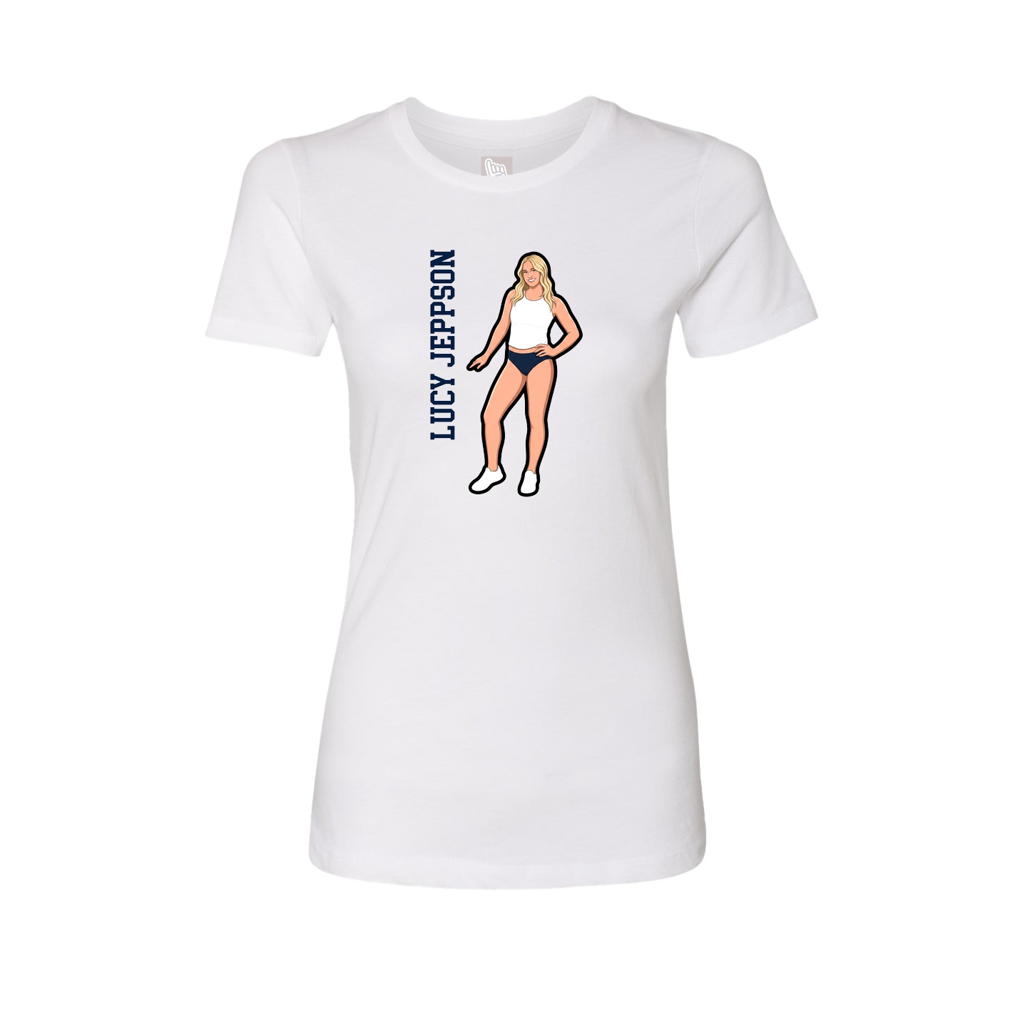 Fitted Women's Tee — Name Vertical in White
