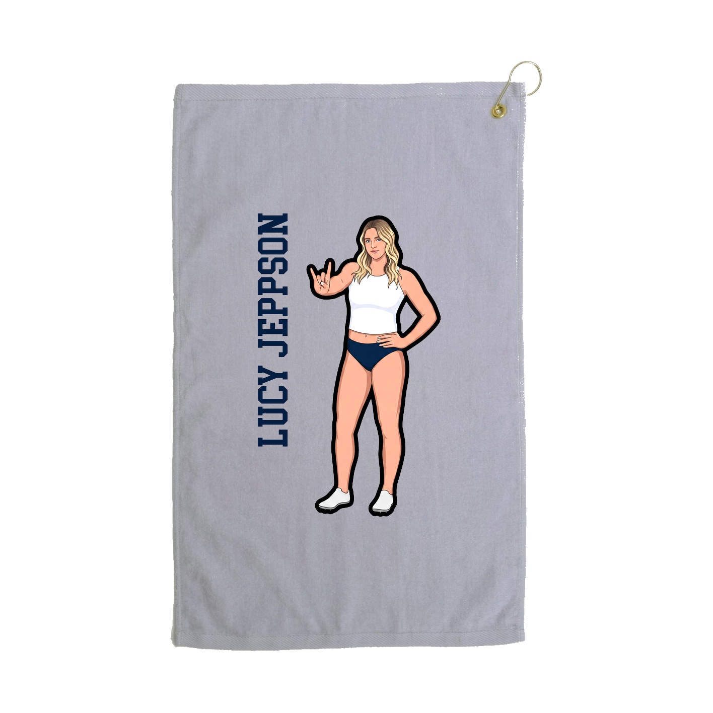 Golf Towel — Name Vertical in Grey