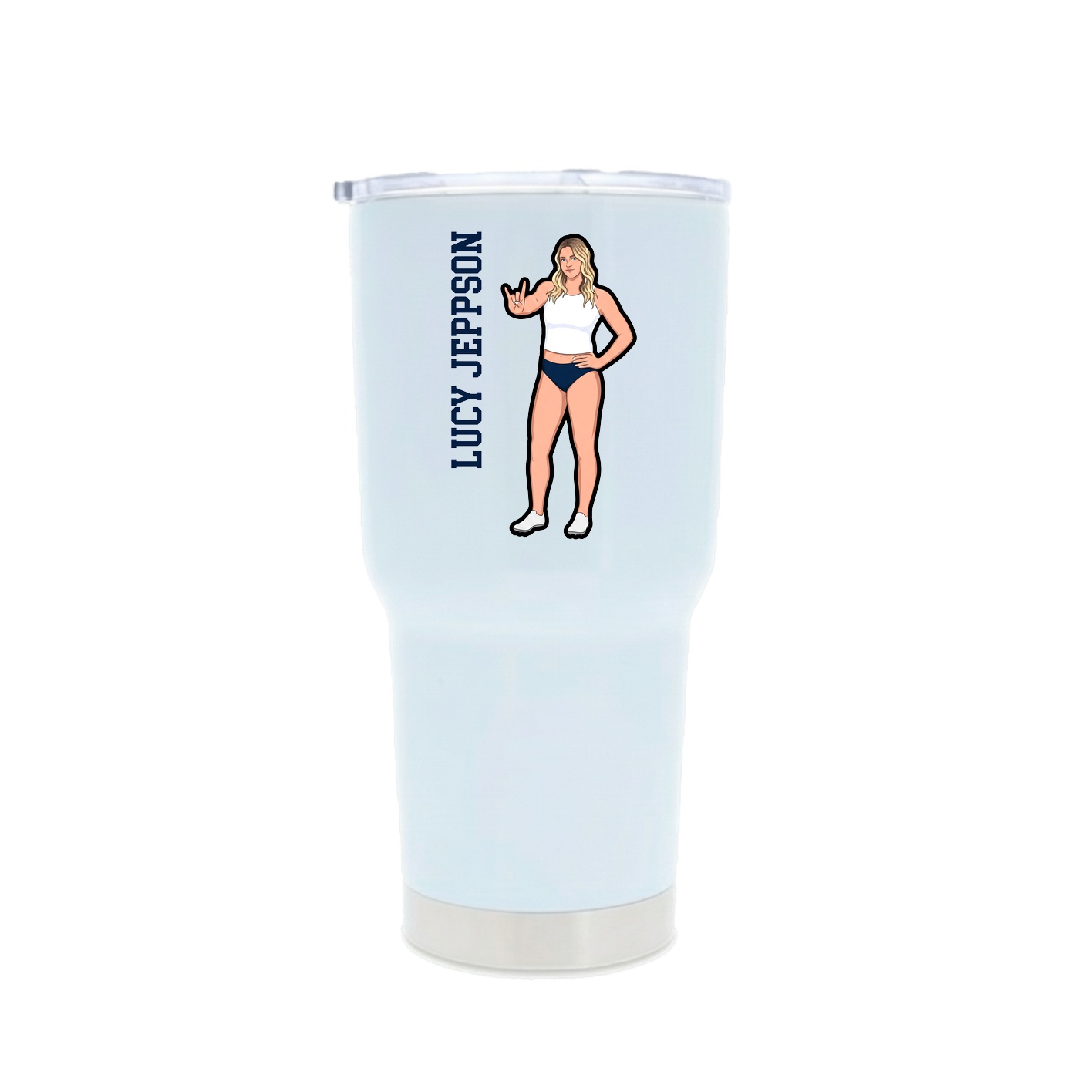 30oz Stainless Steel Tumbler — Name Vertical in White