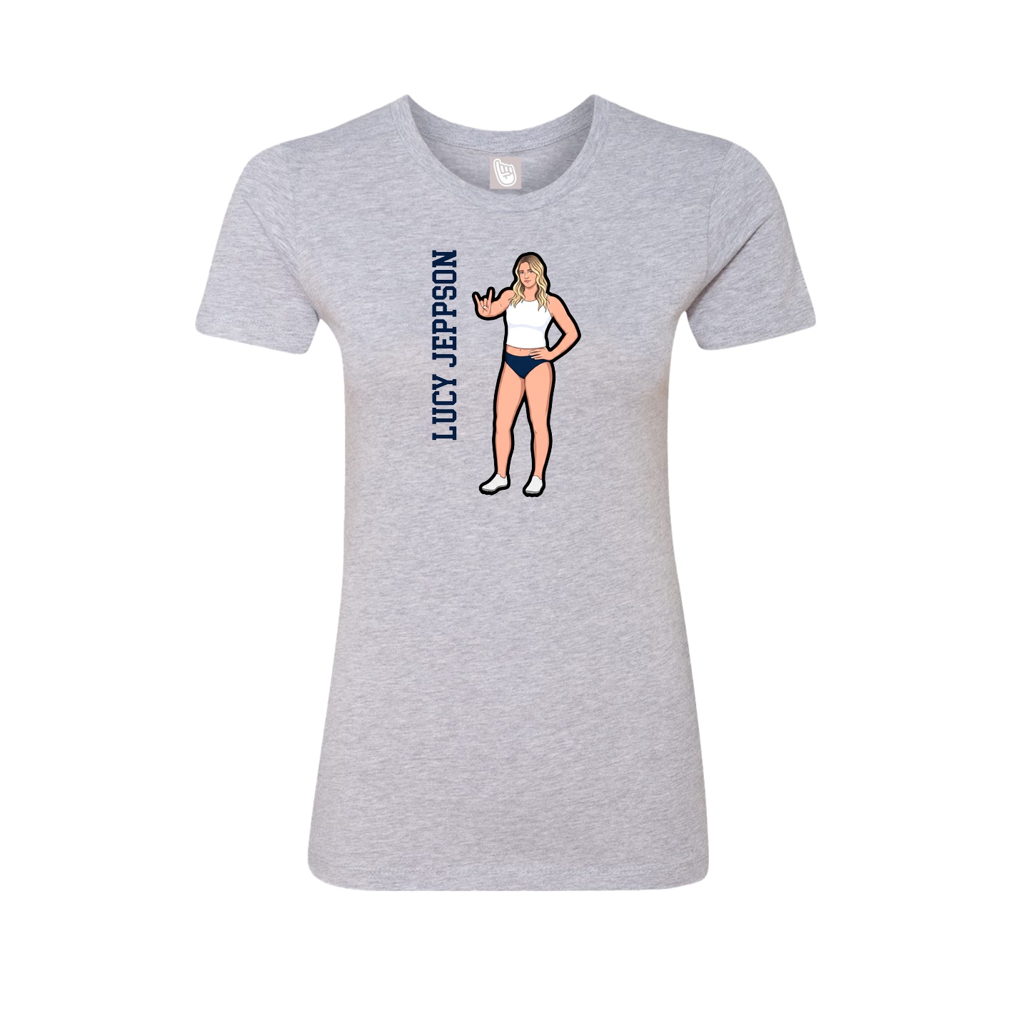 Fitted Women's Tee — Name Vertical in Grey