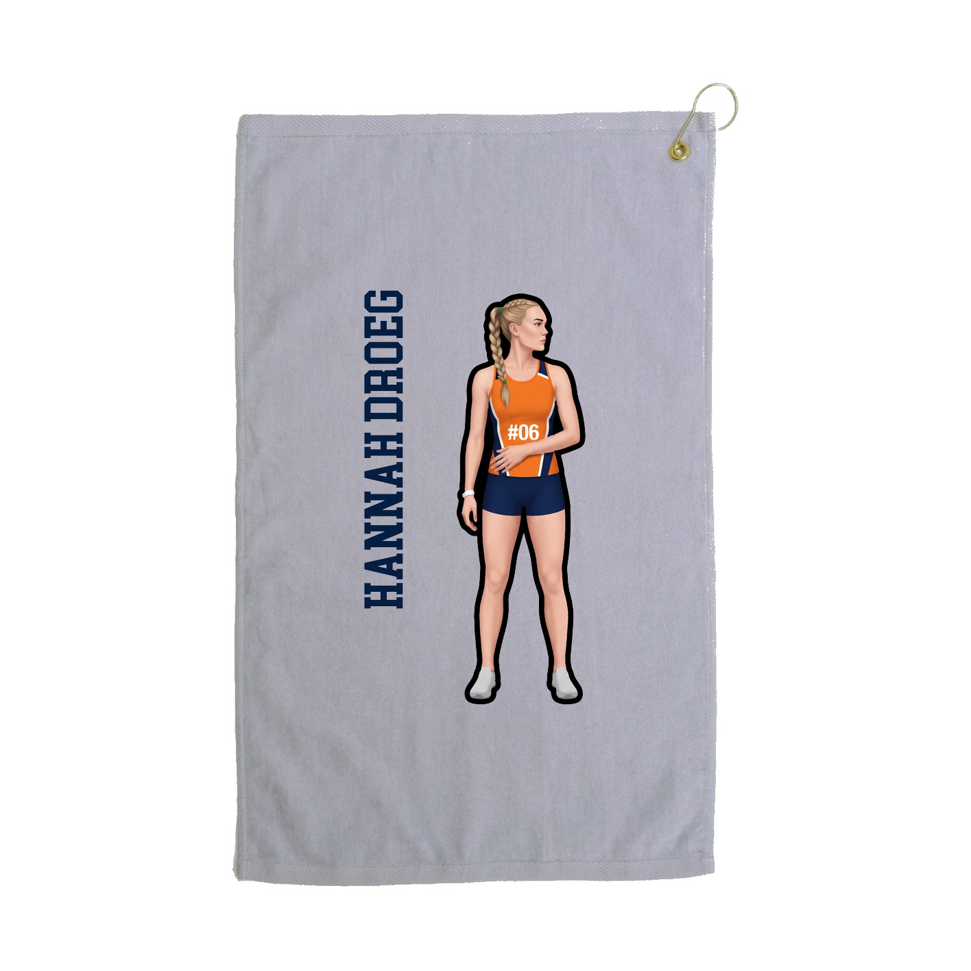 Golf Towel — Name Vertical in Grey
