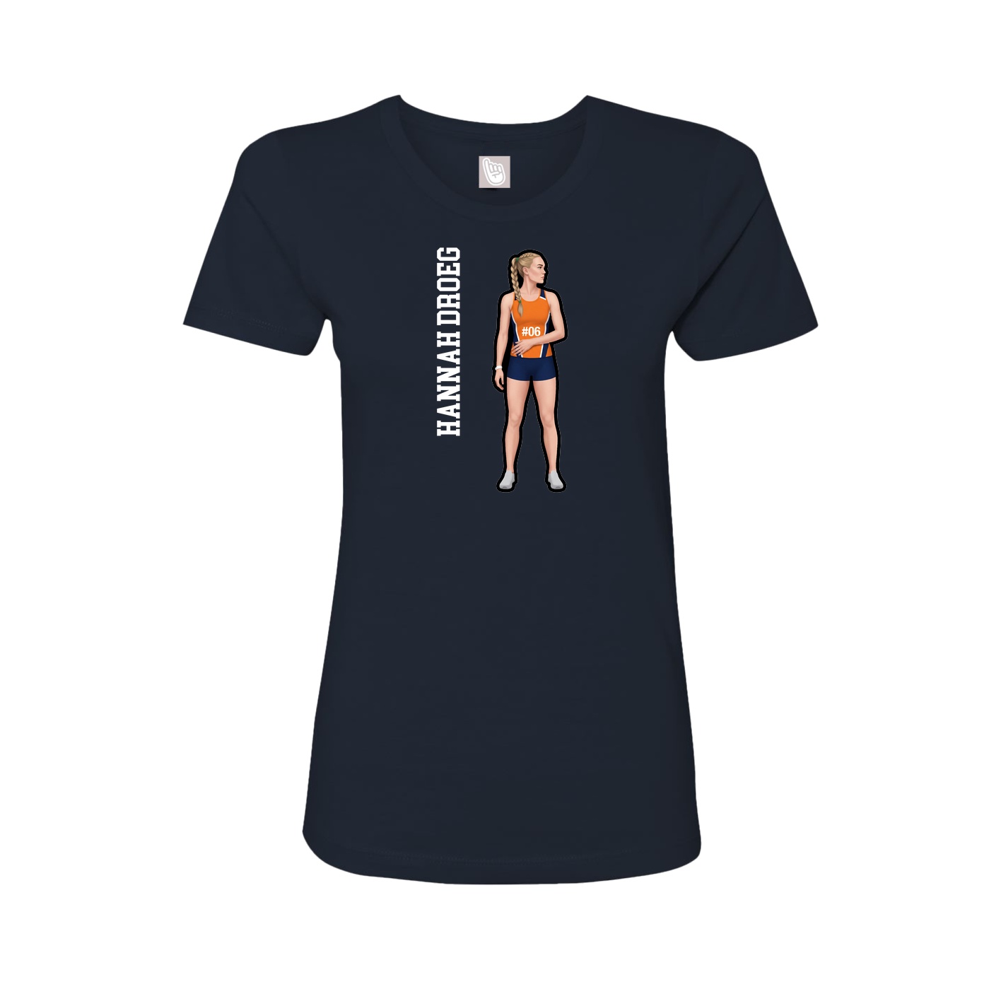 Fitted Women's Tee — Name Vertical in Navy