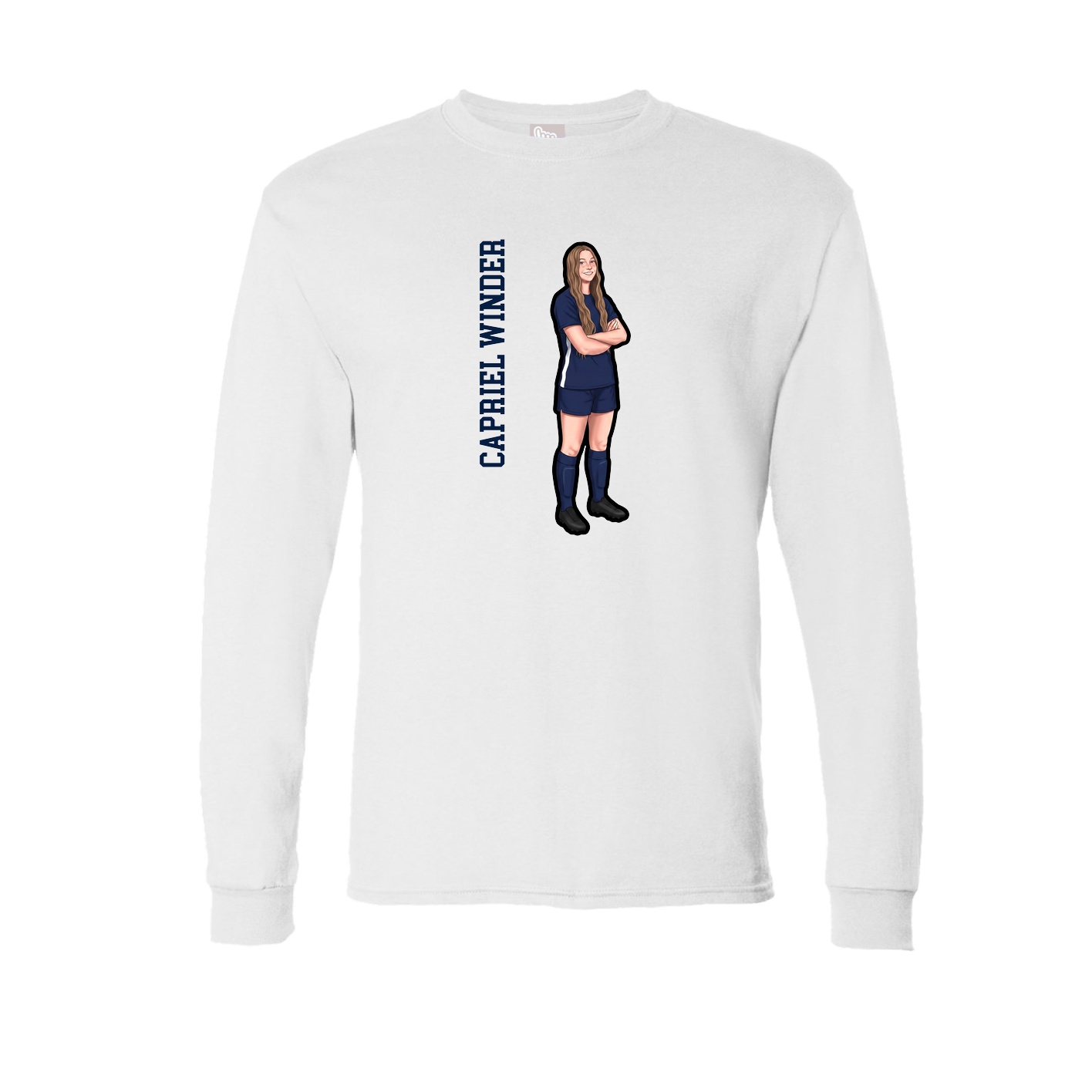 Long Sleeve Tee — Name Vertical in White