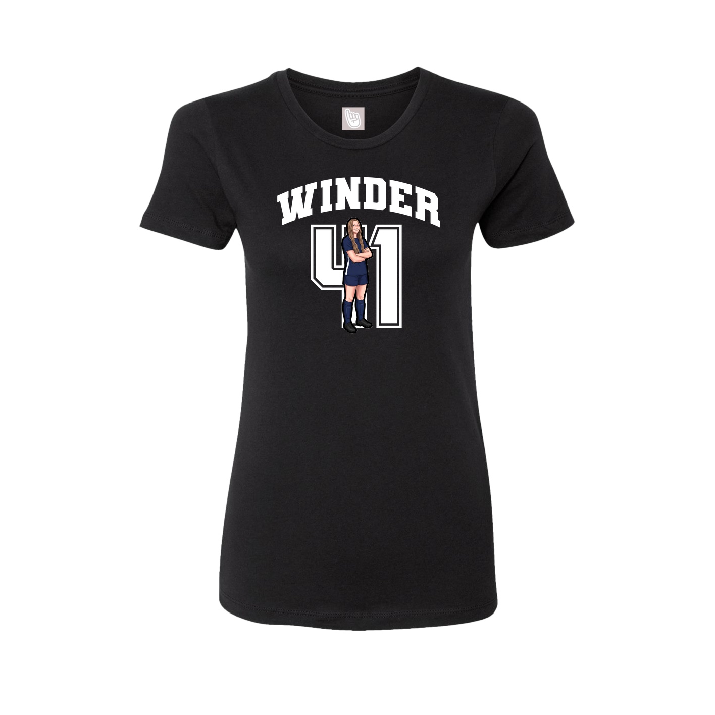 Fitted Women's Tee — Number in Black