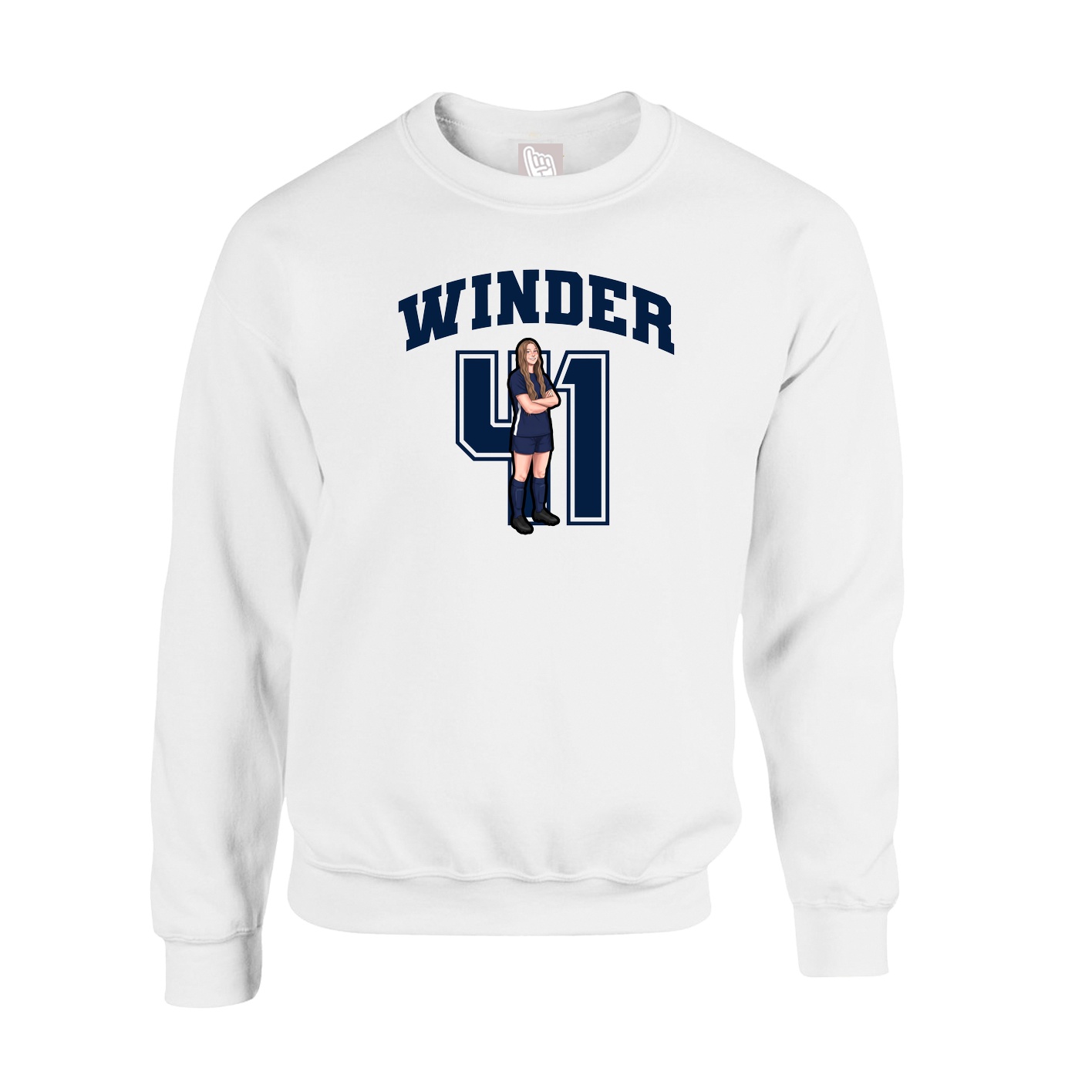 Fleece Crew — Number in White