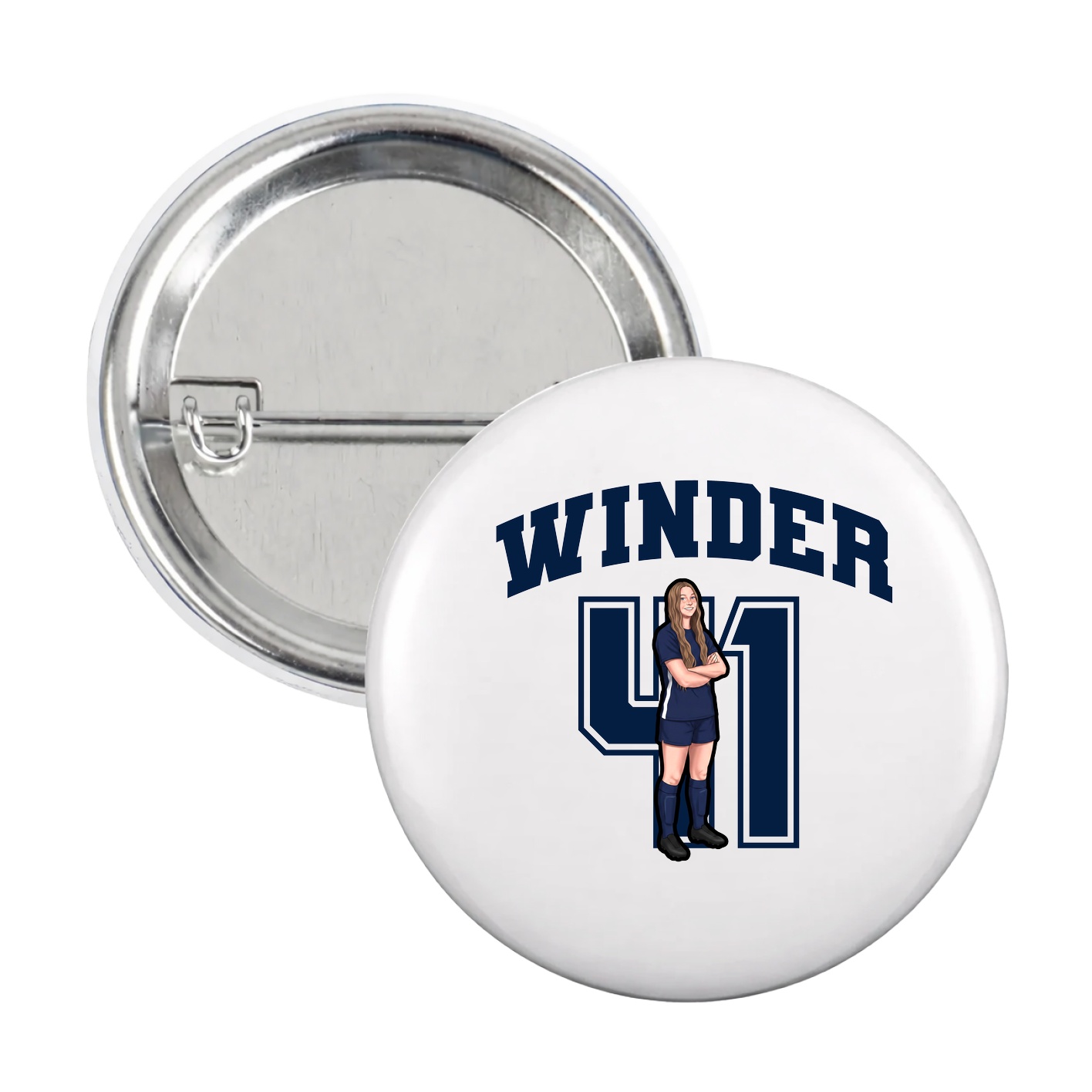 Game Day Button — Number in White