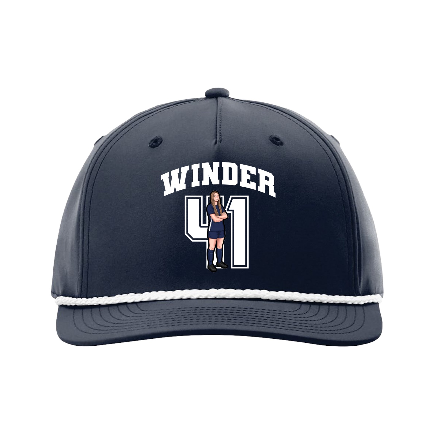 Five-Panel Classic Rope Cap — Number in Navy