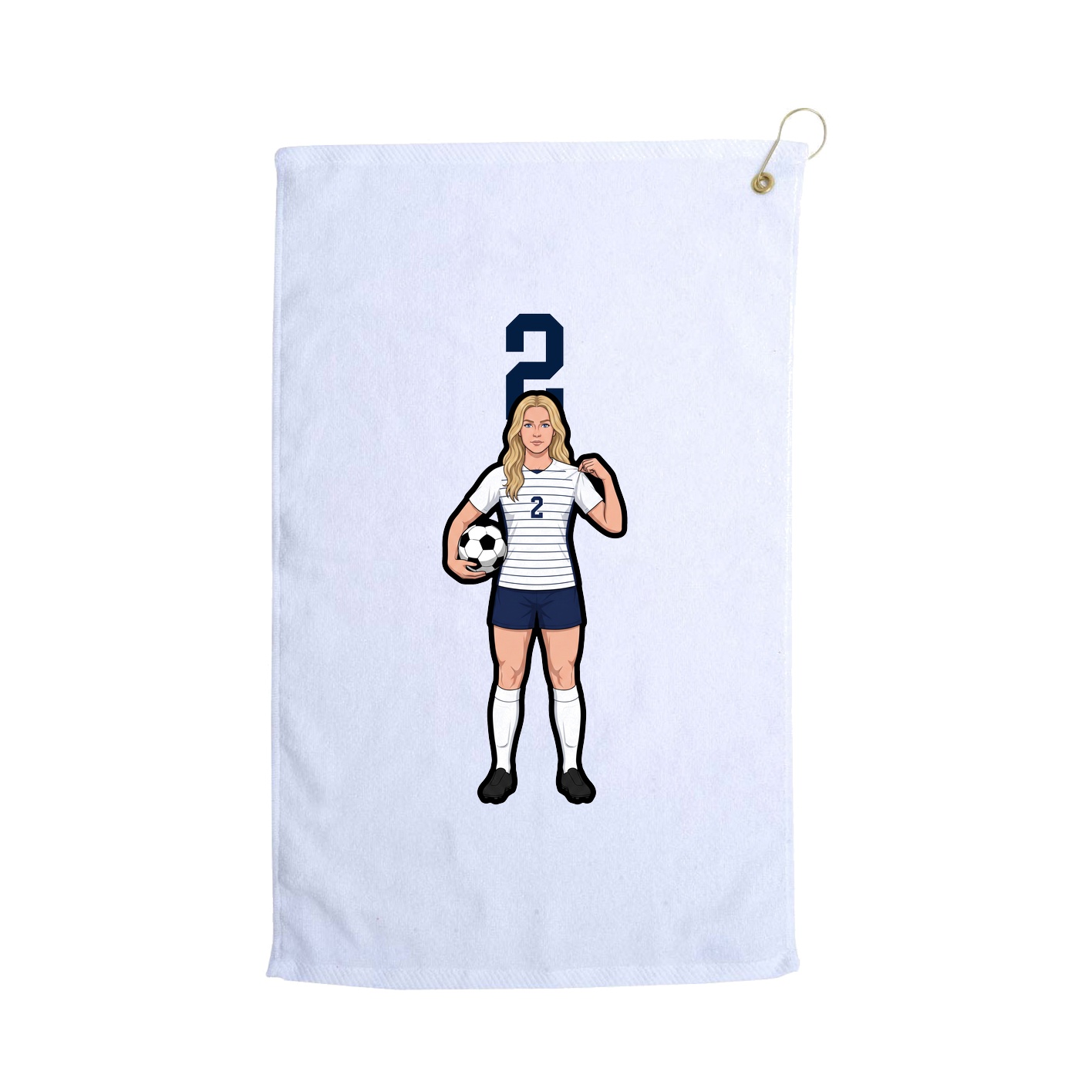 Golf Towel — Number Top in White