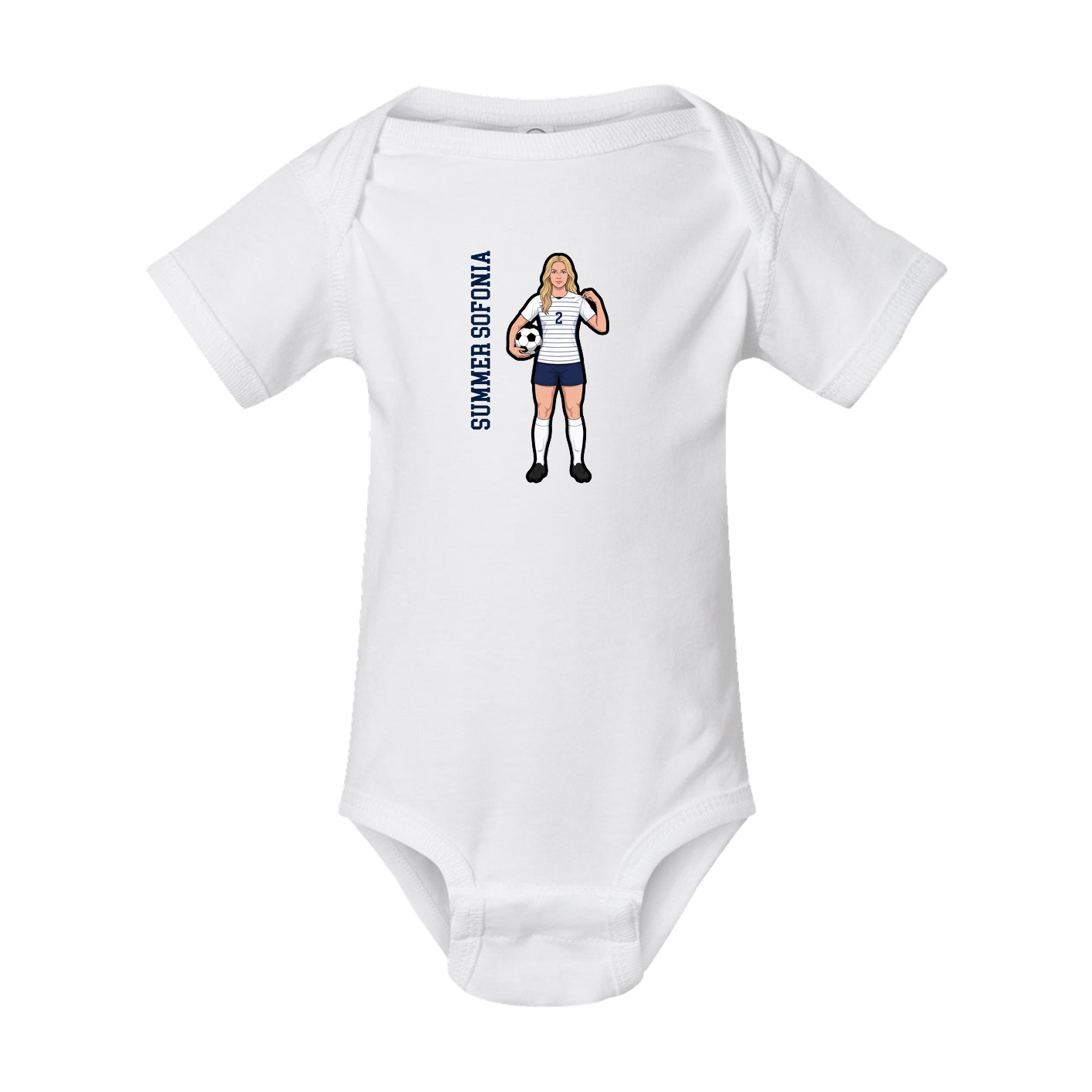 Baby Onesie — Name Vertical in White