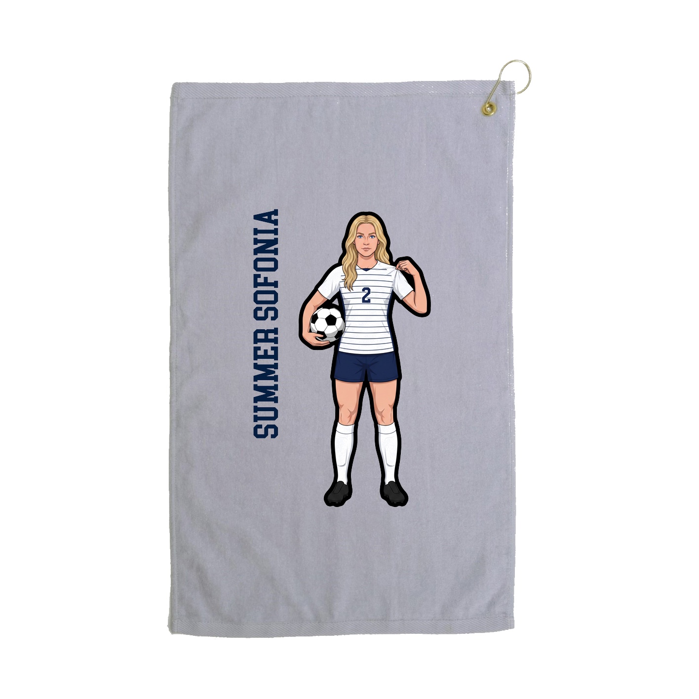 Golf Towel — Name Vertical in Grey