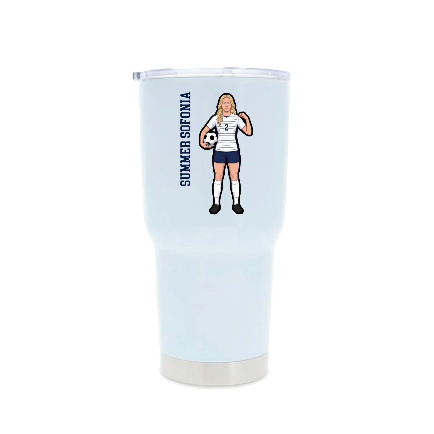 30oz Stainless Steel Tumbler — Name Vertical in White