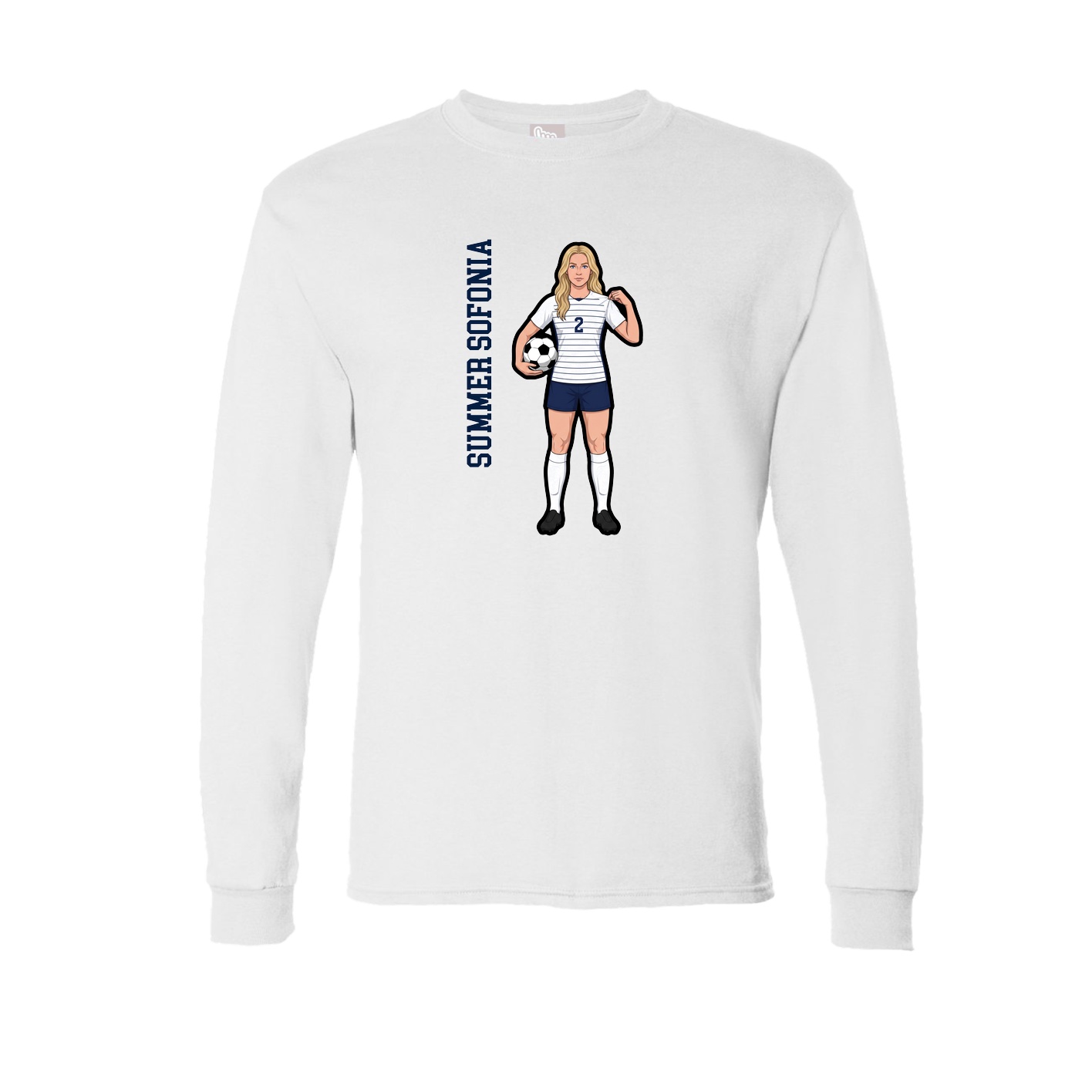 Long Sleeve Tee — Name Vertical in White