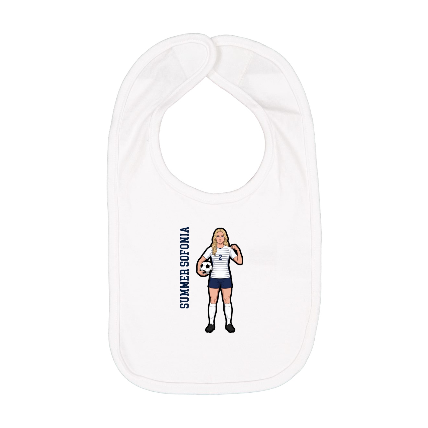 Infant Bib — Name Vertical in White