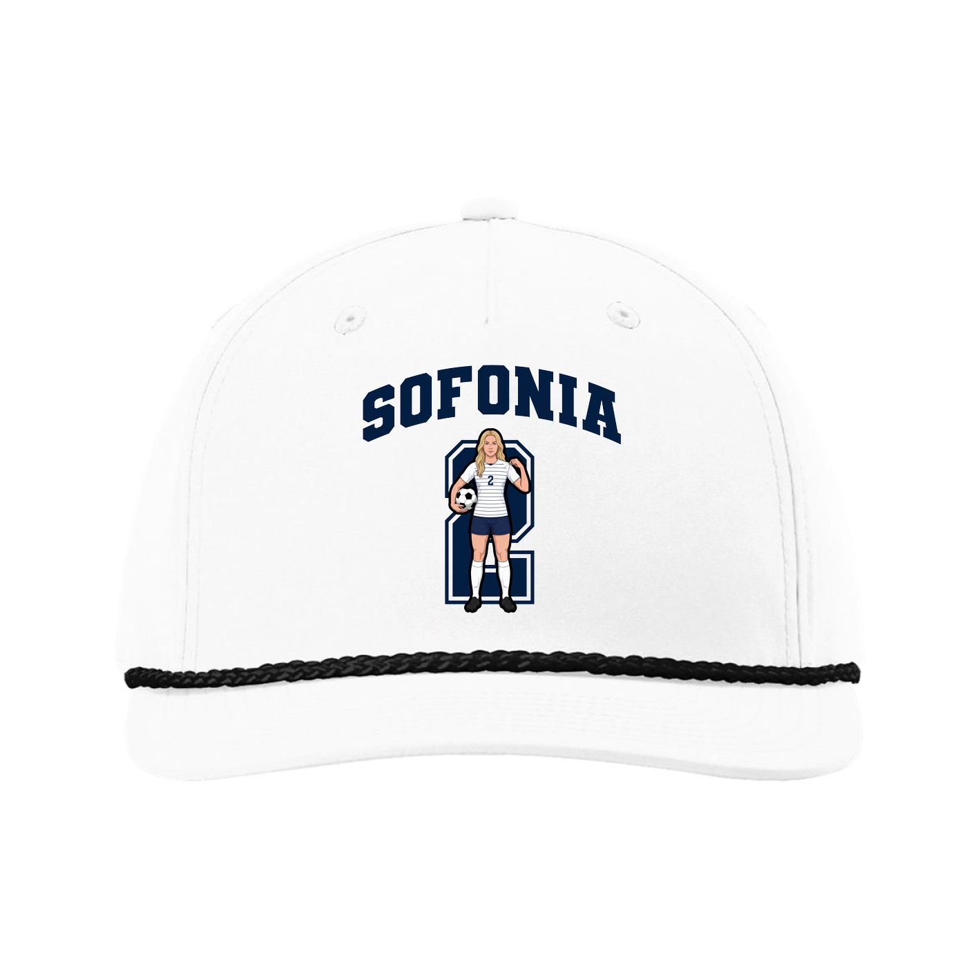 Five-Panel Classic Rope Cap — Number in White