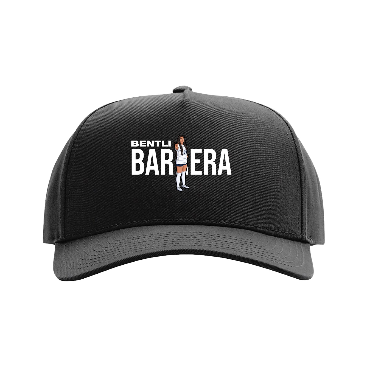 Full Fabric Five-Panel Champ Cap — Player Name in Black