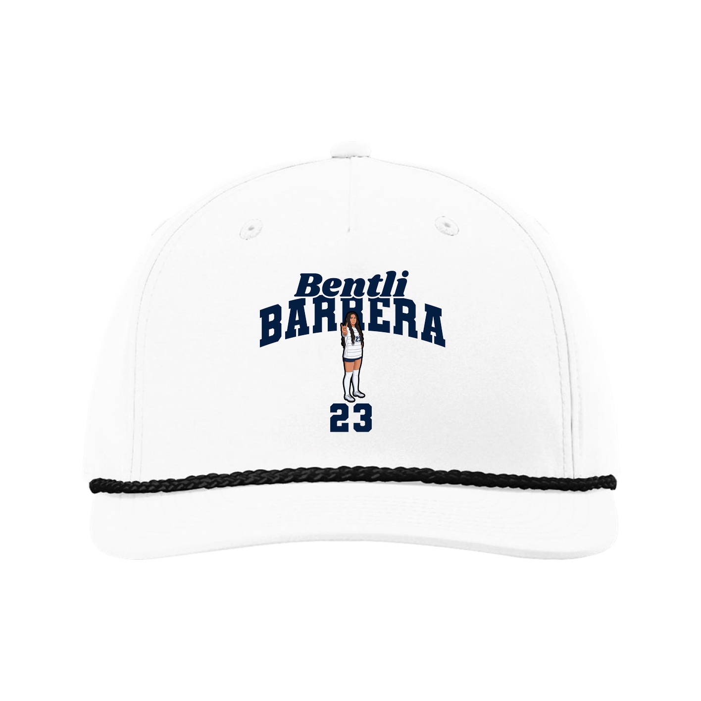 Five-Panel Classic Rope Cap — Signature Arch in White