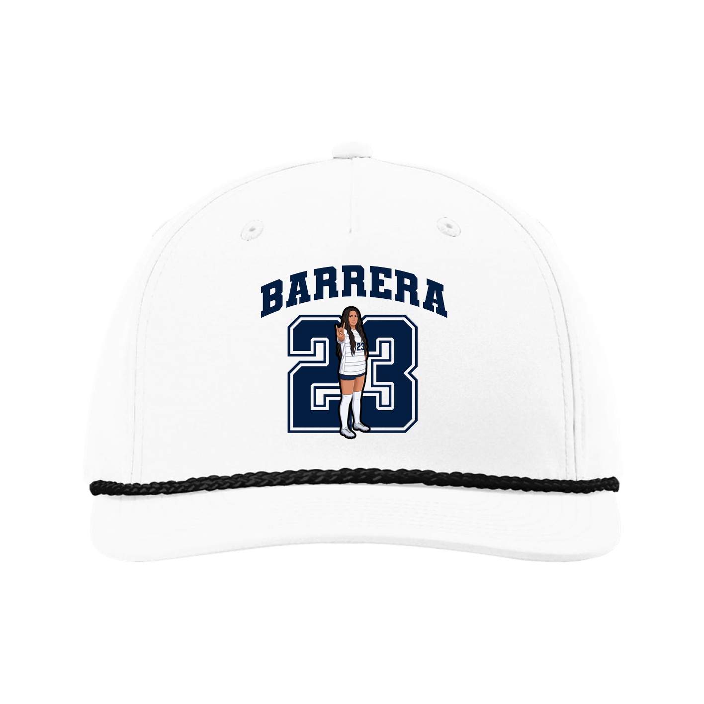 Five-Panel Classic Rope Cap — Number in White