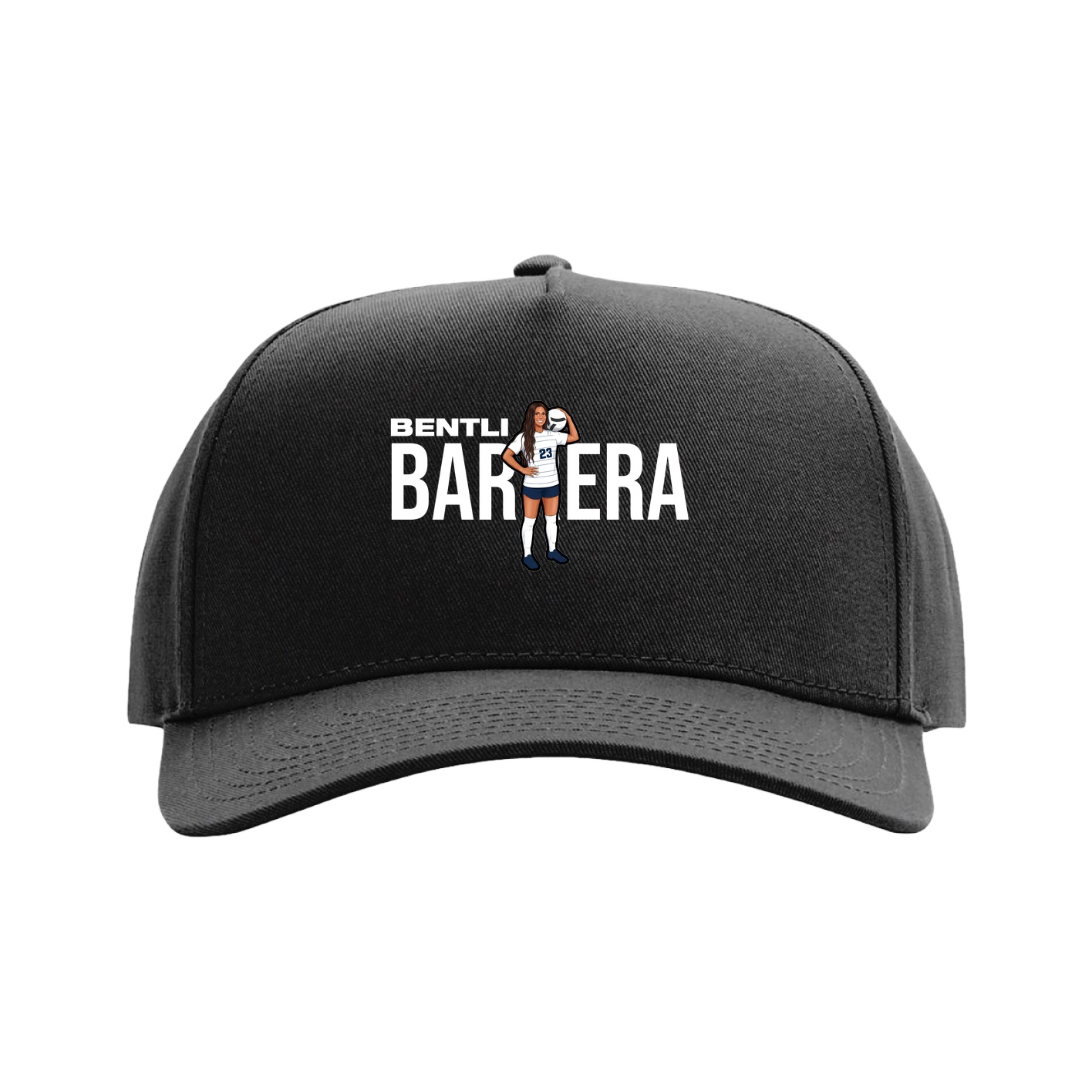 Full Fabric Five-Panel Champ Cap — Player Name in Black