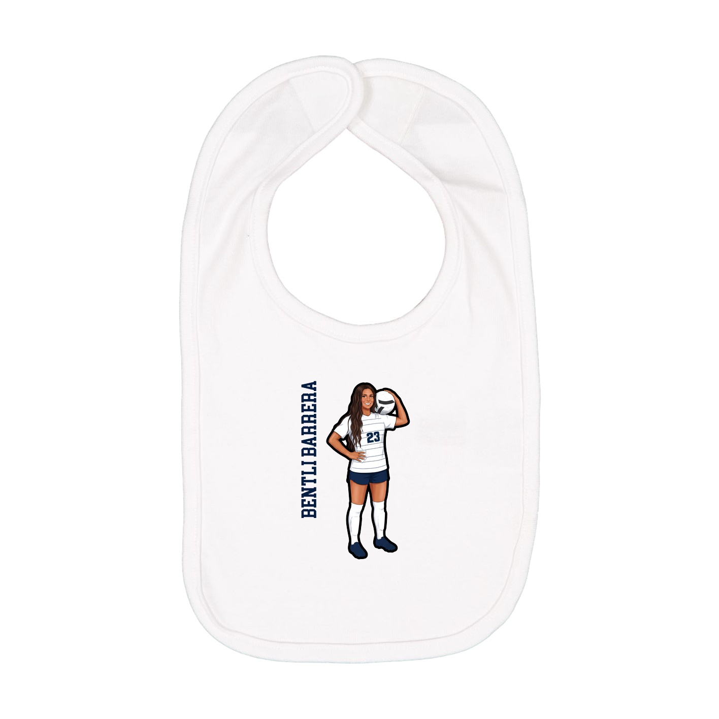 Infant Bib — Name Vertical in White