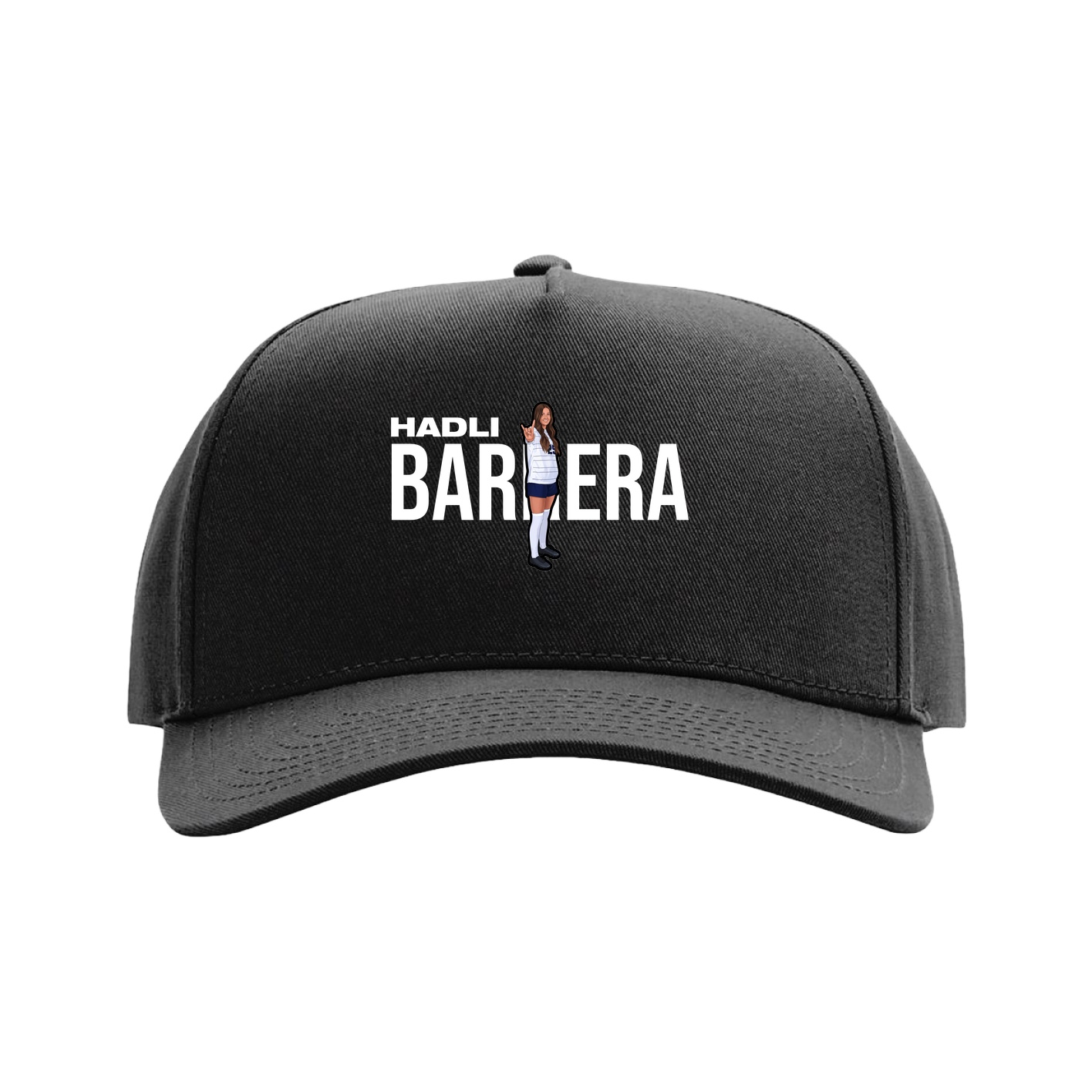 Full Fabric Five-Panel Champ Cap — Player Name in Black