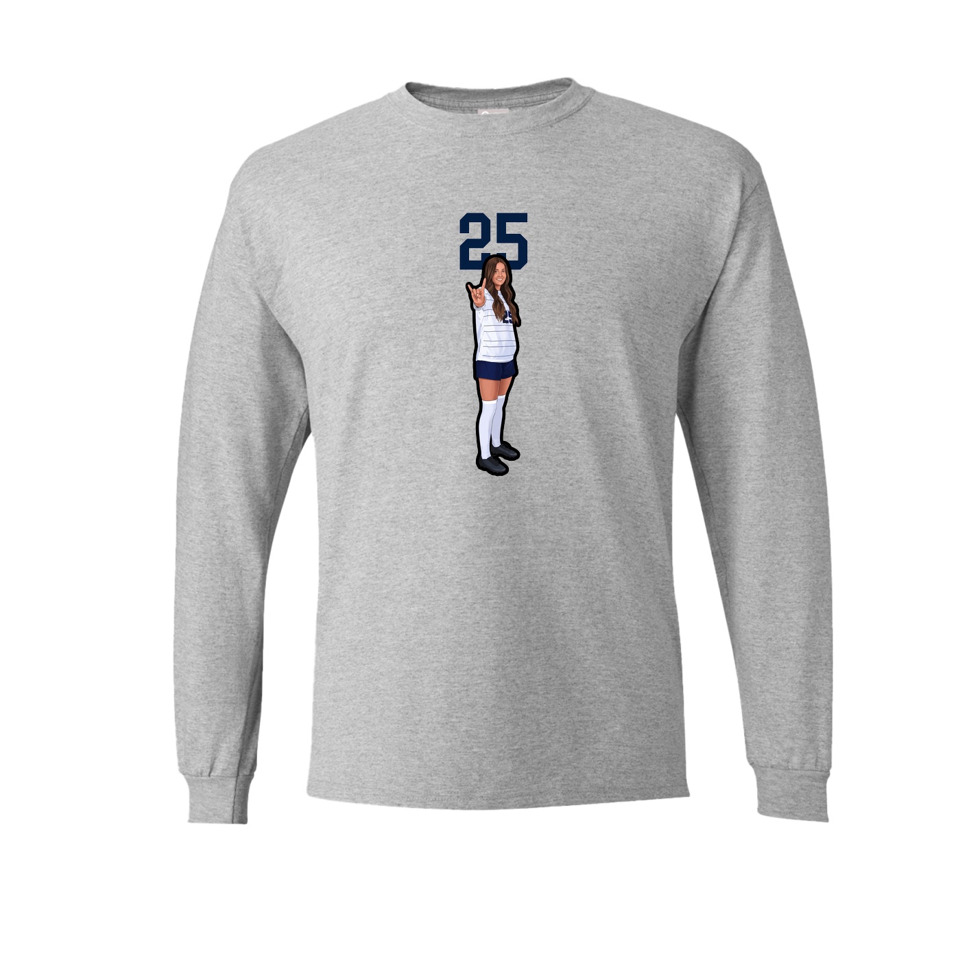 Long Sleeve Tee — Number Top in Grey