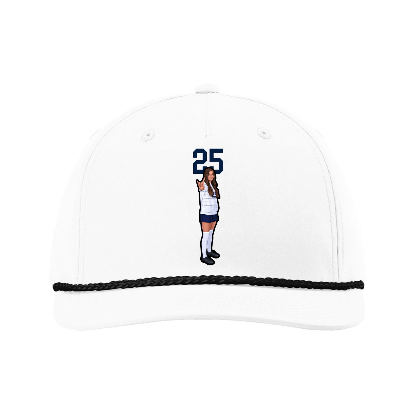 Five-Panel Classic Rope Cap — Number Top in White