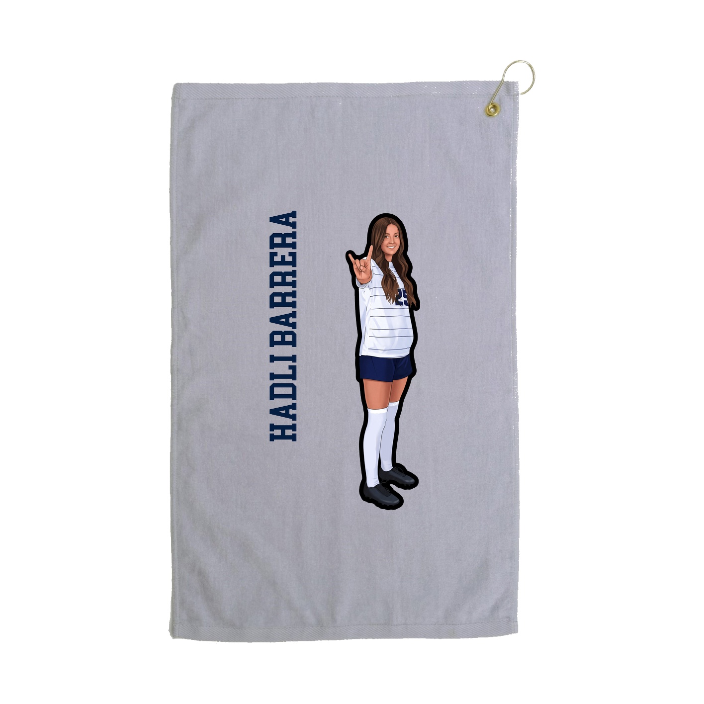 Golf Towel — Name Vertical in Grey