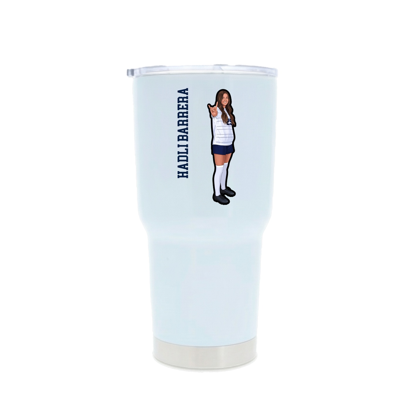 30oz Stainless Steel Tumbler — Name Vertical in White