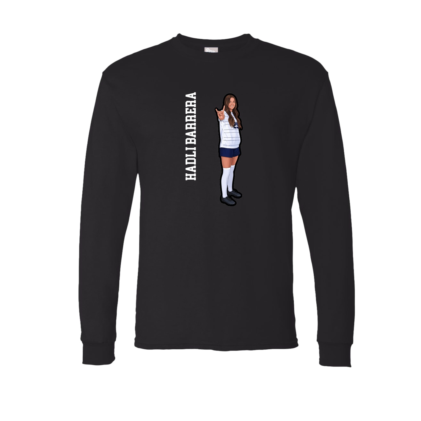 Long Sleeve Tee — Name Vertical in Black