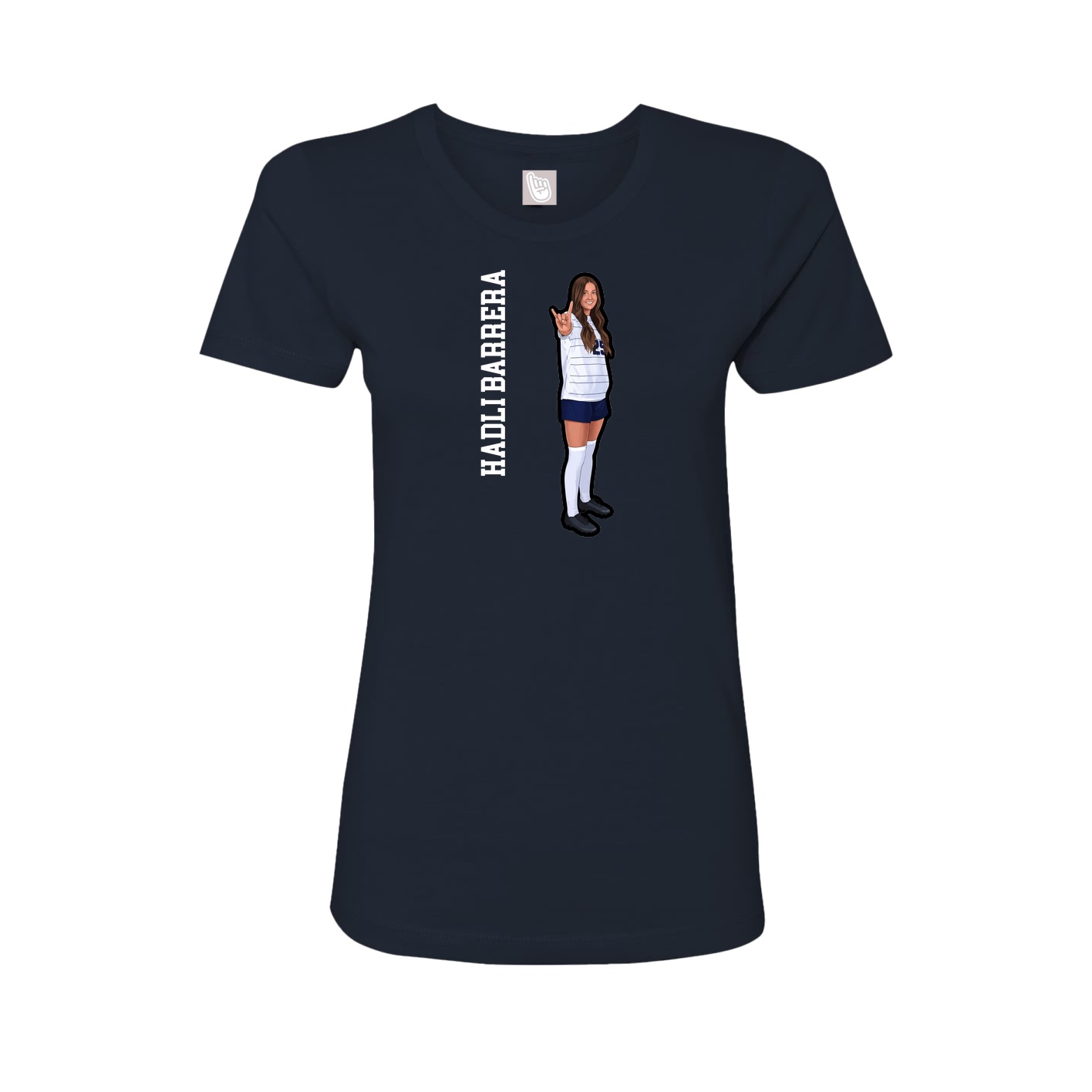 Fitted Women's Tee — Name Vertical in Navy