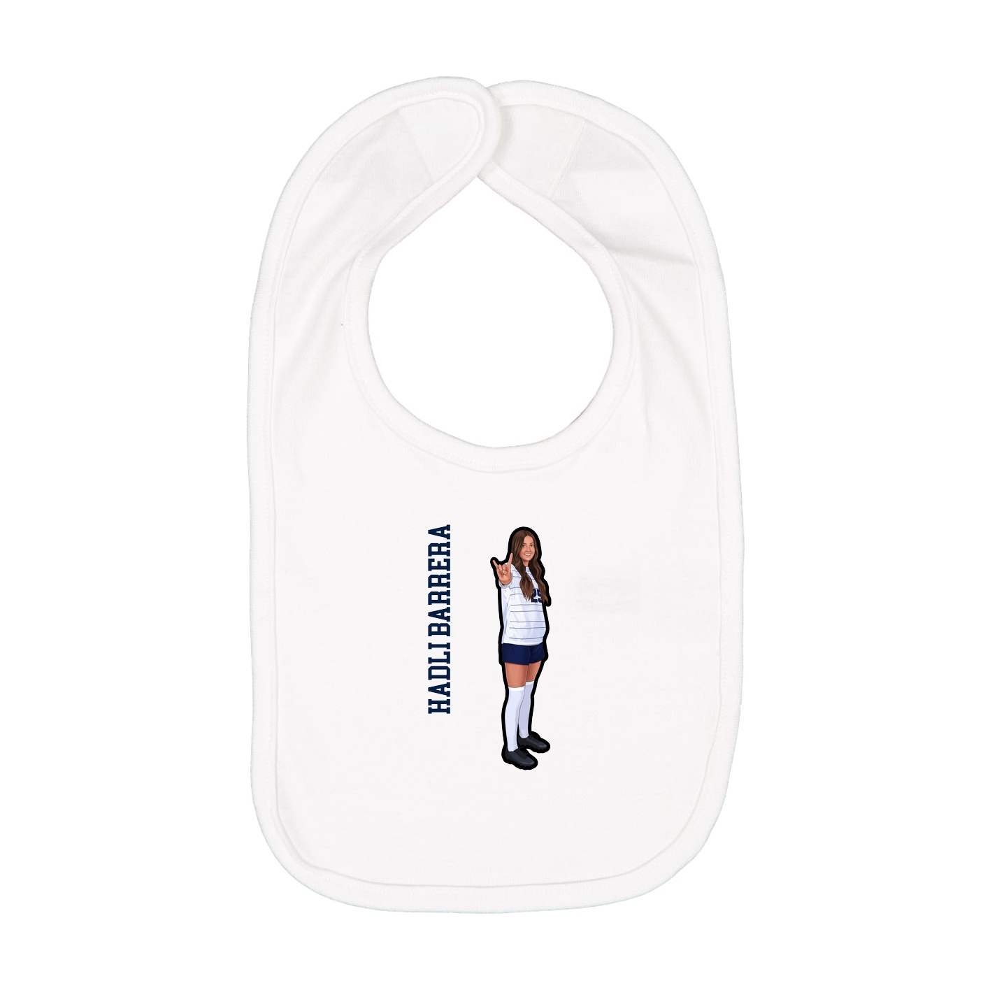 Infant Bib — Name Vertical in White